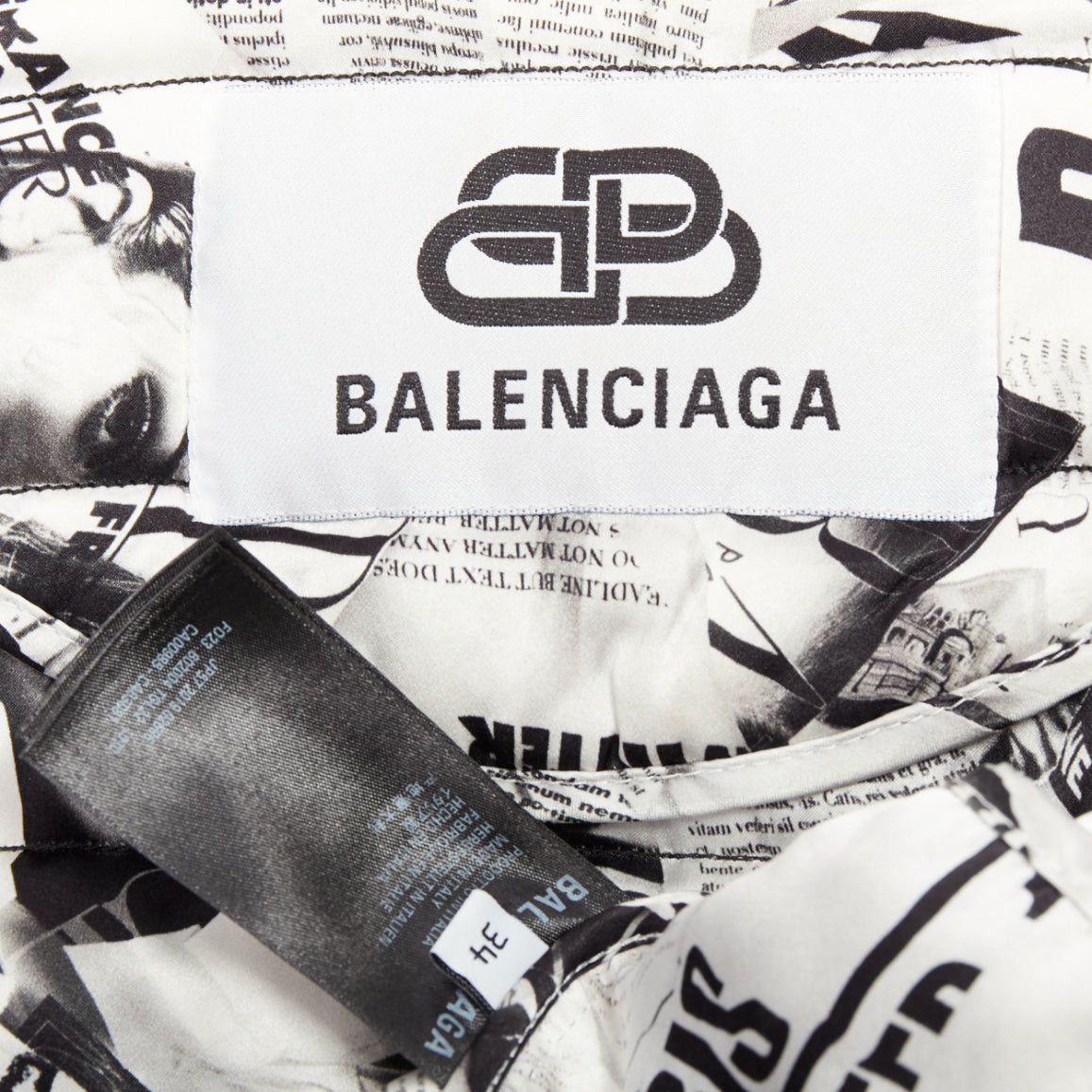 Balenciaga BALENCIAGA Demna 2019 black white magazine tabloid print padded coat FR34 XS Size XS / US 0-2 / IT 36-38 - 9 Thumbnail