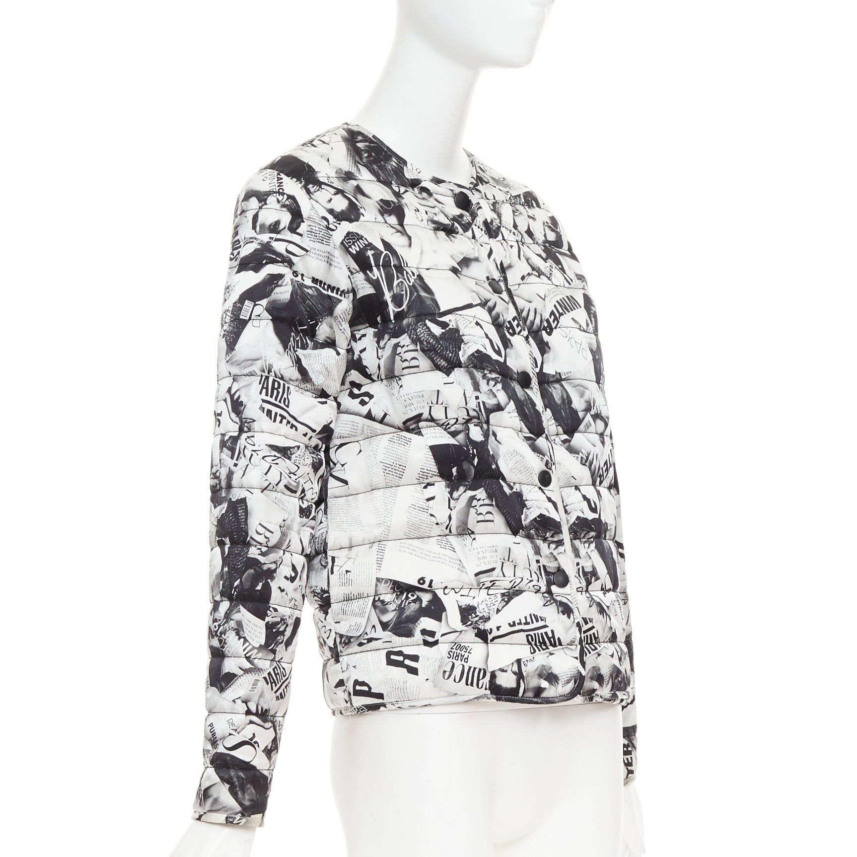 Balenciaga BALENCIAGA Demna 2019 black white magazine tabloid print padded coat FR34 XS Size XS / US 0-2 / IT 36-38 - 4 Thumbnail