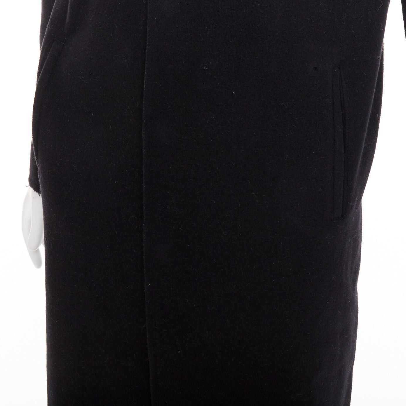 Yohji Yamamoto YOHJI YAMAMOTO black wool cotton linen hooded long coat JP1 S Size S / US 4 / IT 40 - 8 Thumbnail