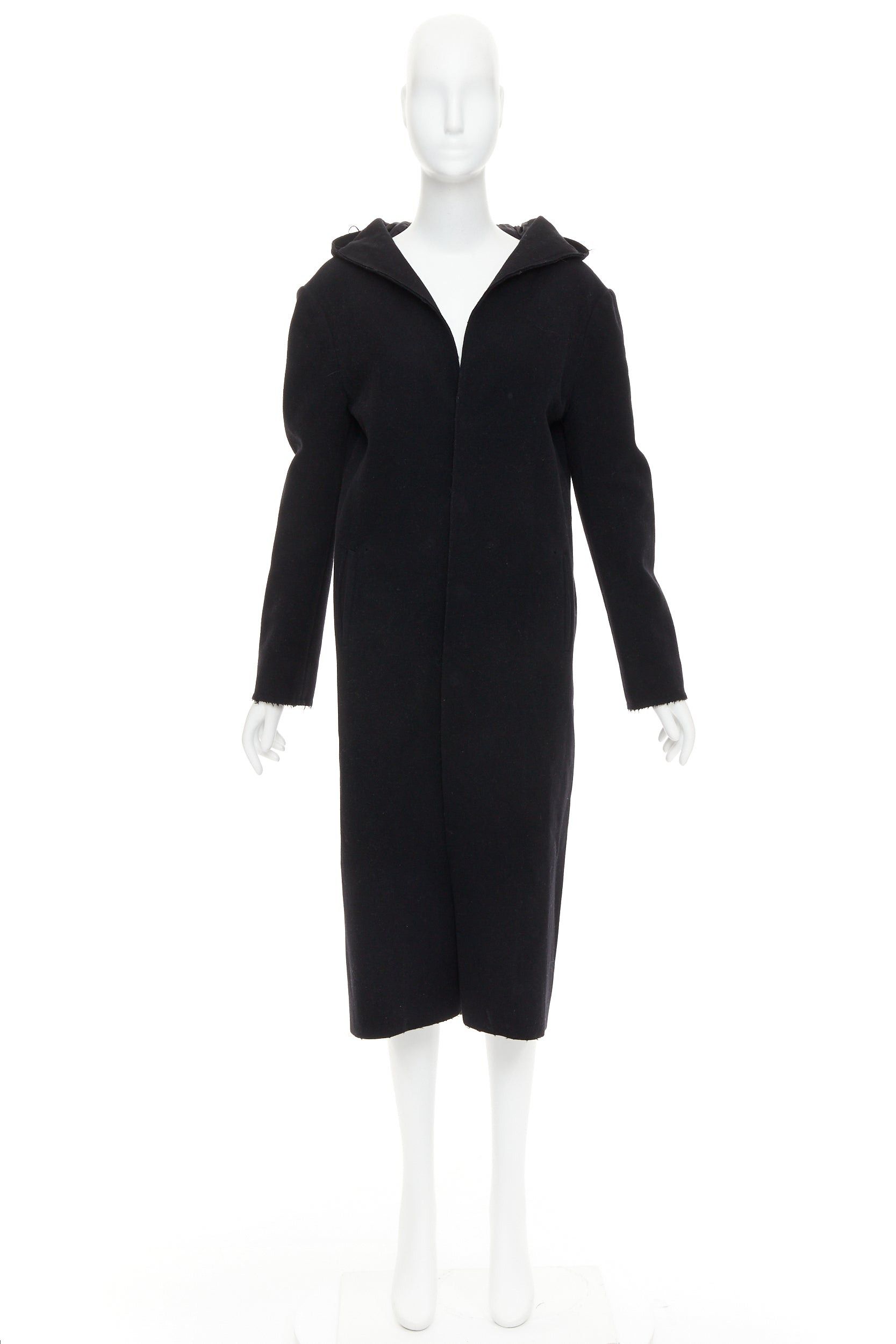 Yohji Yamamoto YOHJI YAMAMOTO black wool cotton linen hooded long coat JP1 S Size S / US 4 / IT 40 - 10 Thumbnail