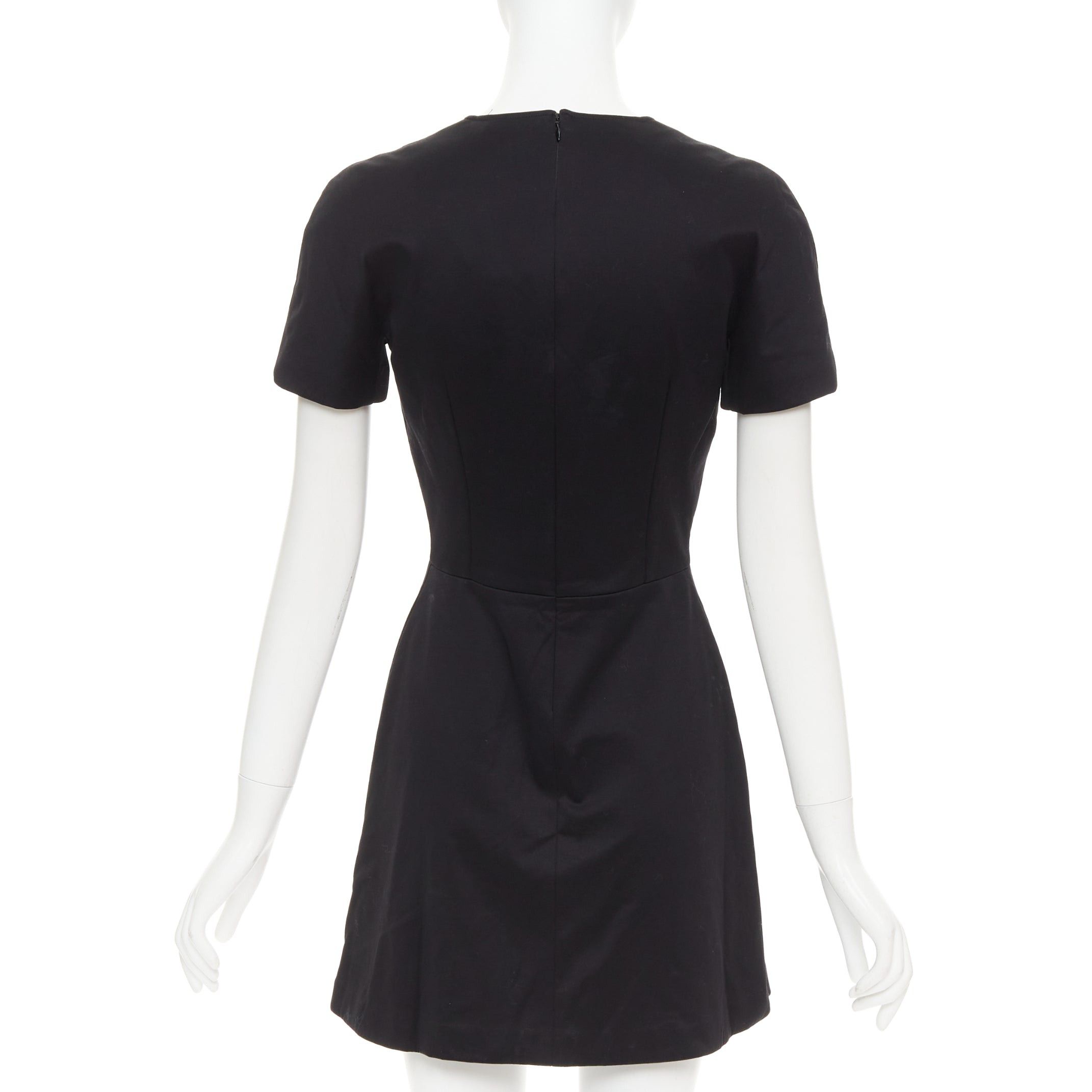 Alexander McQueen ALEXANDER MCQUEEN 2013 black cotton scoop neck short sleeve mini dress IT40 S Size S / US 4 / IT 40 - 5 Thumbnail