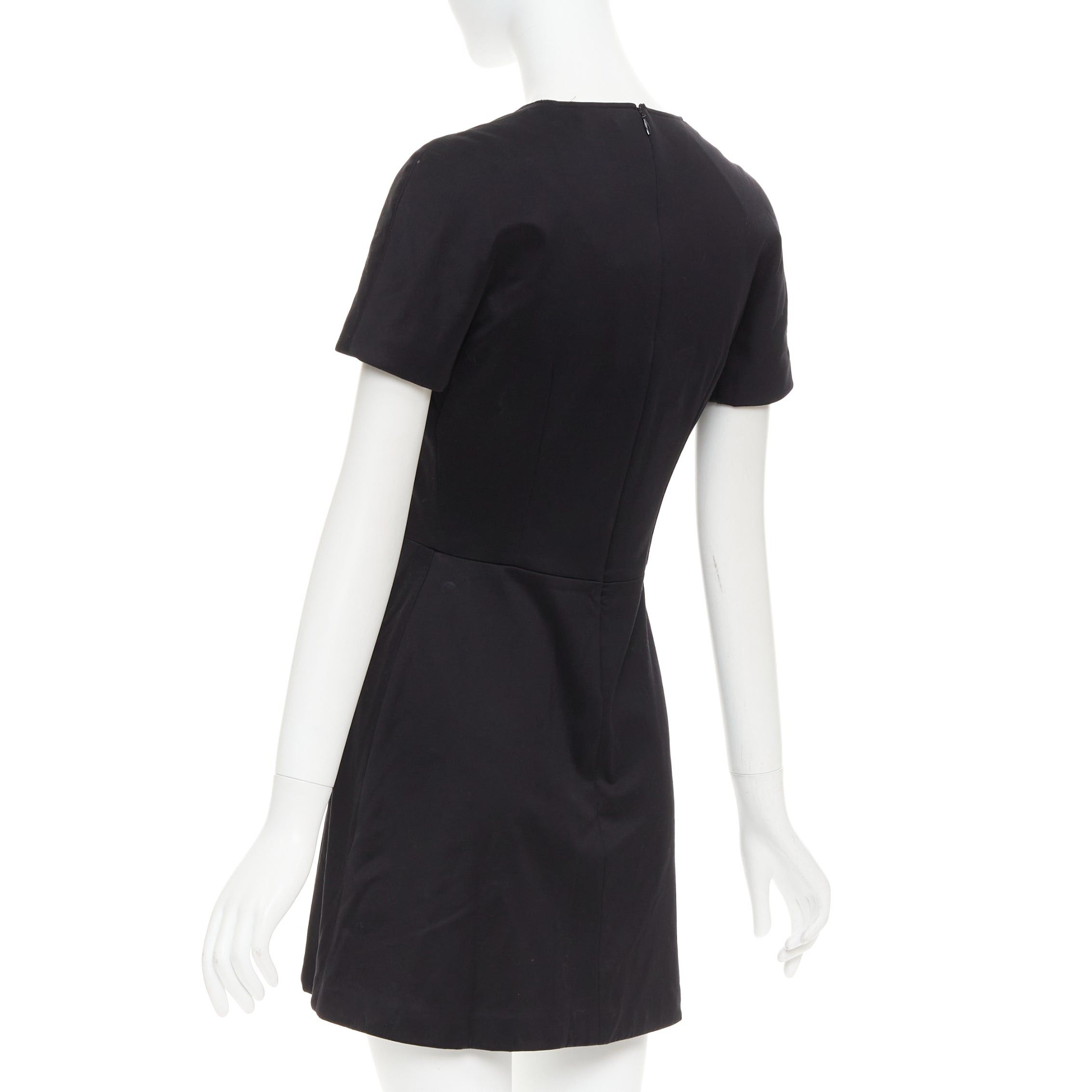 Alexander McQueen ALEXANDER MCQUEEN 2013 black cotton scoop neck short sleeve mini dress IT40 S Size S / US 4 / IT 40 - 6 Thumbnail
