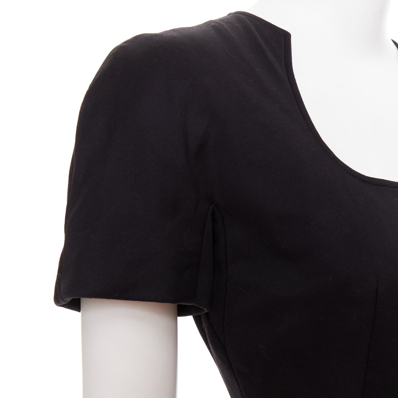 Alexander McQueen ALEXANDER MCQUEEN 2013 black cotton scoop neck short sleeve mini dress IT40 S Size S / US 4 / IT 40 - 2 Thumbnail