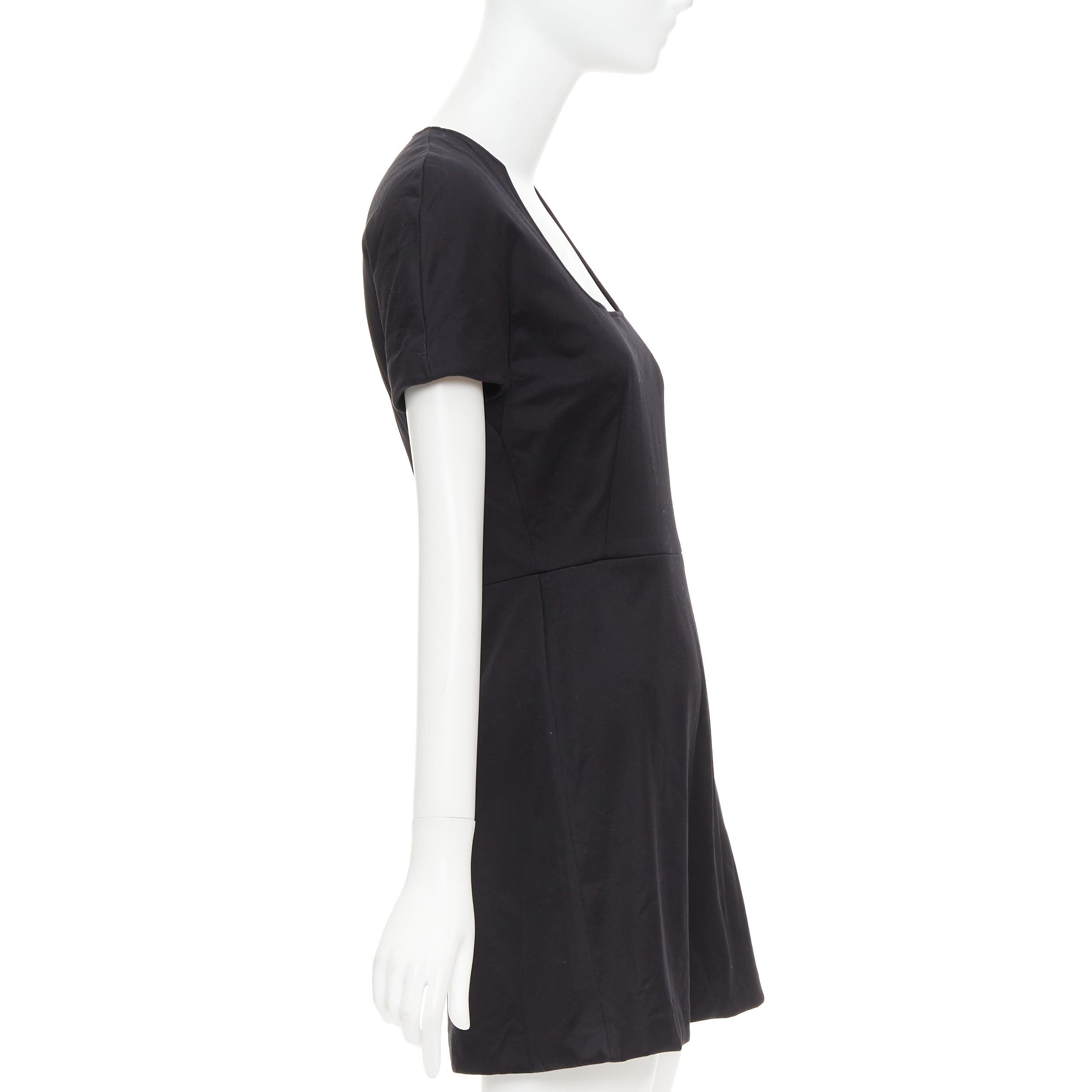 Alexander McQueen ALEXANDER MCQUEEN 2013 black cotton scoop neck short sleeve mini dress IT40 S Size S / US 4 / IT 40 - 4 Thumbnail