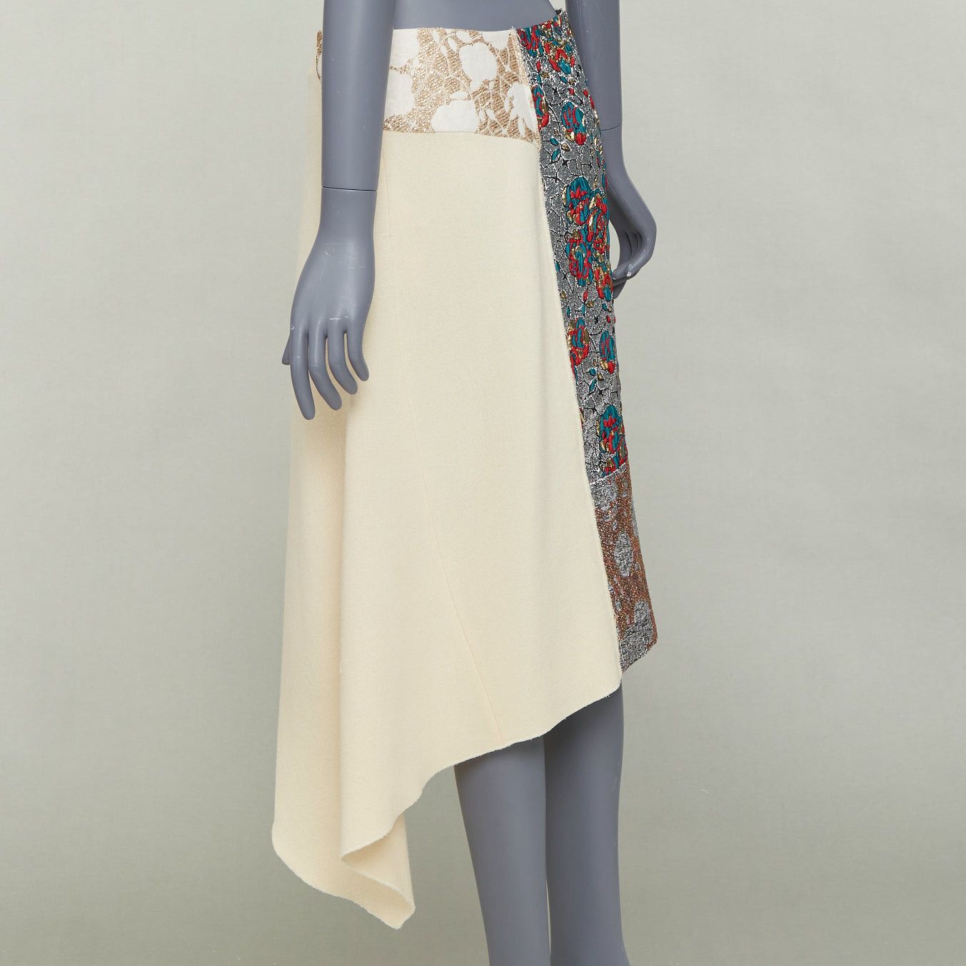 Stella McCartney STELLA MCCARTNEY 2015 cream wool blend silver ethnic jacquard midi skirt IT40 S Size 27" / US 4 / IT 40 - 6 Thumbnail