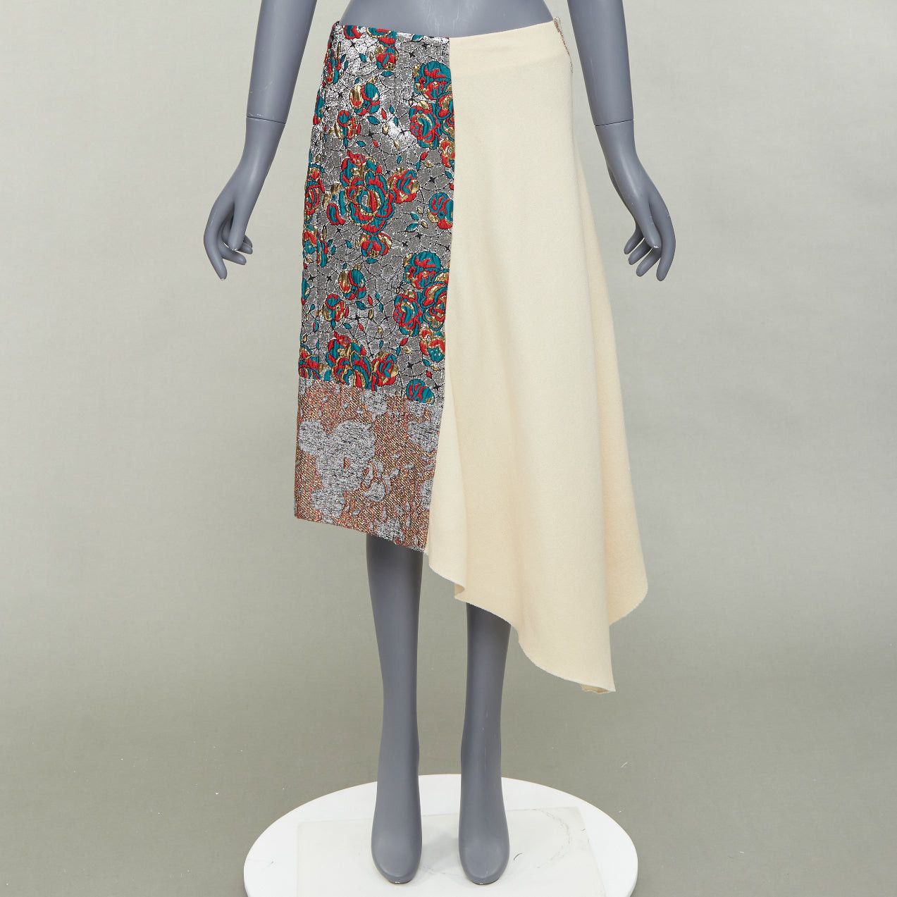 Stella McCartney STELLA MCCARTNEY 2015 cream wool blend silver ethnic jacquard midi skirt IT40 S Size 27" / US 4 / IT 40 - 9 Thumbnail