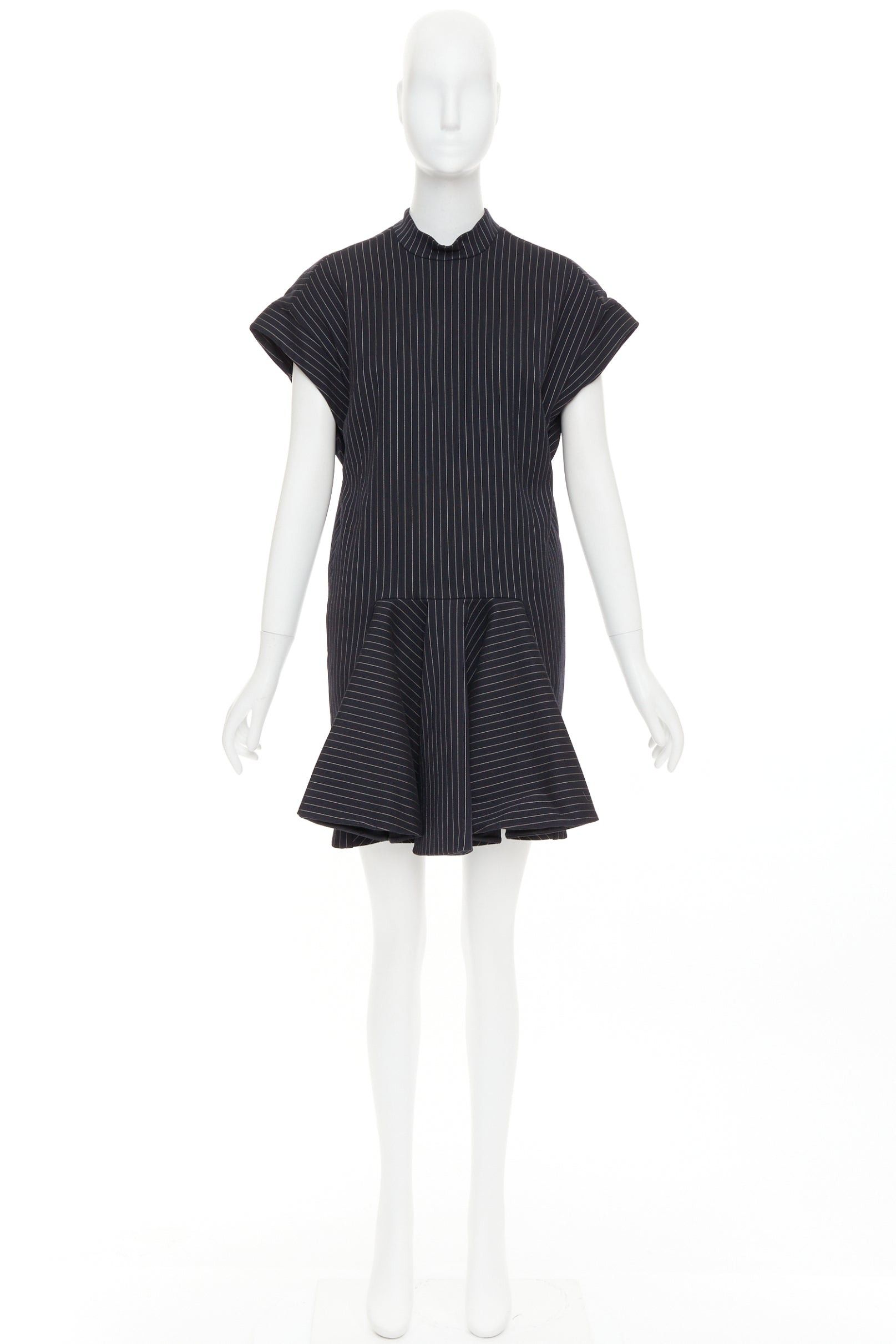 Stella McCartney STELLA MCCARTNEY 2013 grey wool blend pinstripe structural pleated dress IT40 S Size S / US 4 / IT 40 - 9 Thumbnail