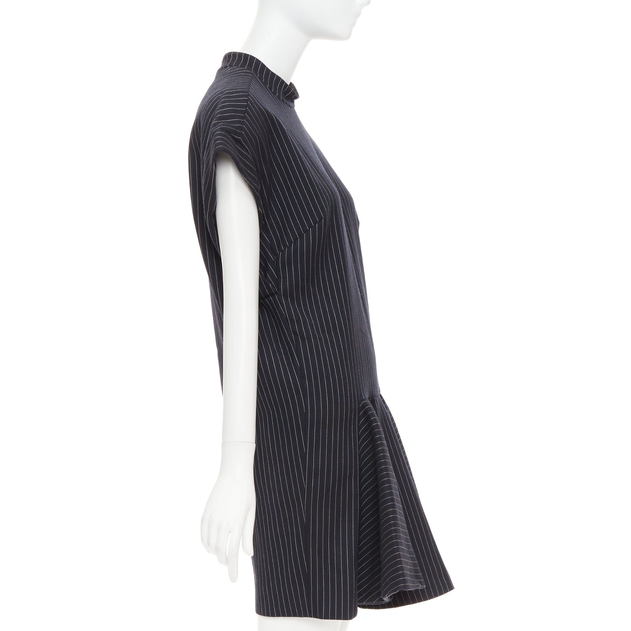 Stella McCartney STELLA MCCARTNEY 2013 grey wool blend pinstripe structural pleated dress IT40 S Size S / US 4 / IT 40 - 4 Thumbnail