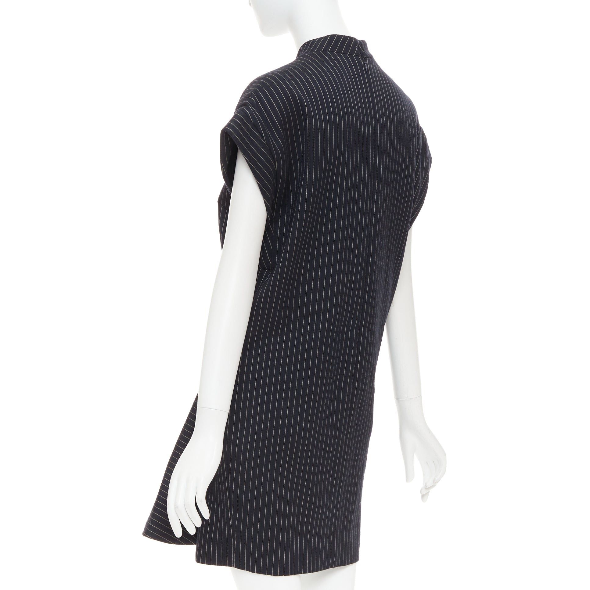 Stella McCartney STELLA MCCARTNEY 2013 grey wool blend pinstripe structural pleated dress IT40 S Size S / US 4 / IT 40 - 6 Thumbnail