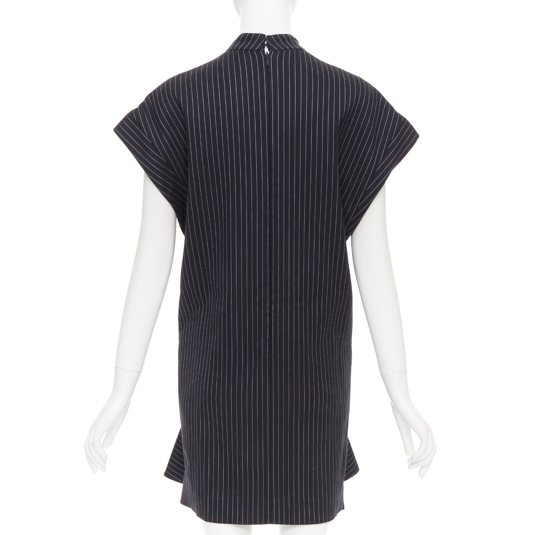 Stella McCartney STELLA MCCARTNEY 2013 grey wool blend pinstripe structural pleated dress IT40 S Size S / US 4 / IT 40 - 5 Thumbnail