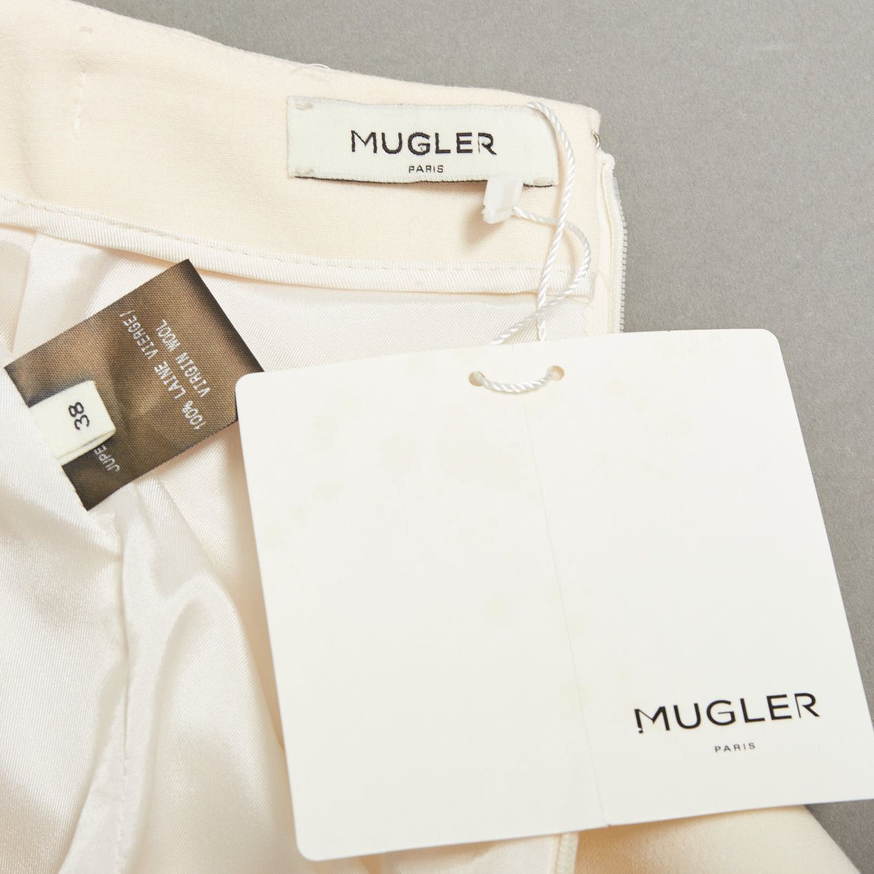 Mugler MUGLER cream virgin wool metallic copper PVC edge tulip skirt FR38 M Size 28" / US 6 / IT 42 - 10 Thumbnail
