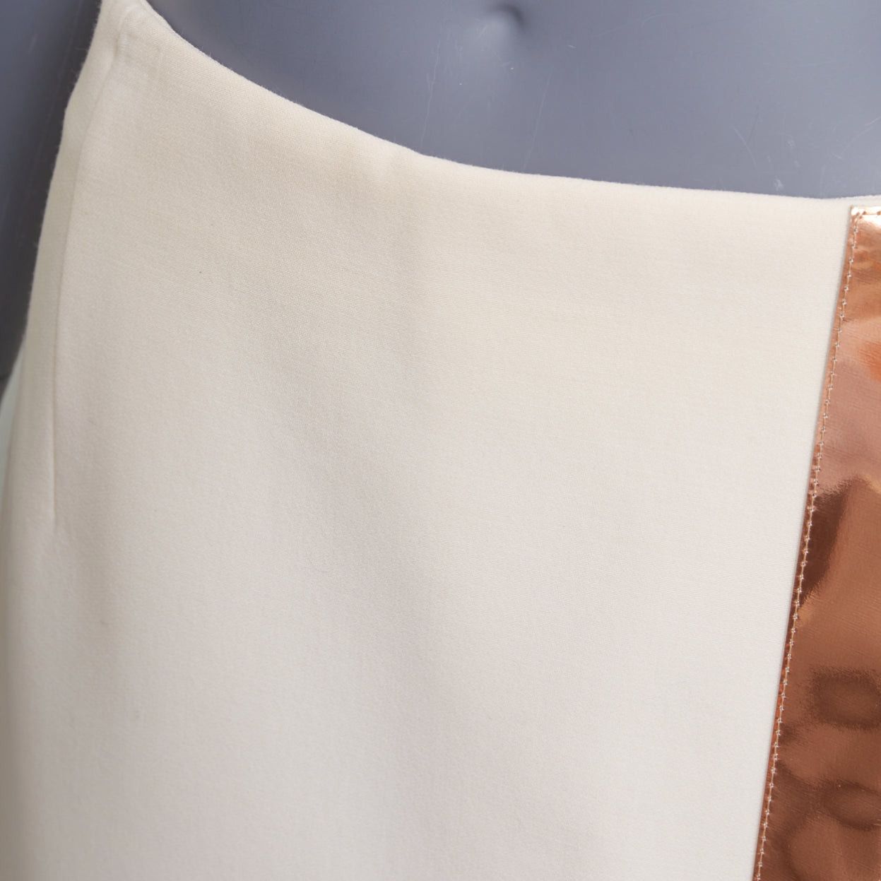 Mugler MUGLER cream virgin wool metallic copper PVC edge tulip skirt FR38 M Size 28" / US 6 / IT 42 - 9 Thumbnail