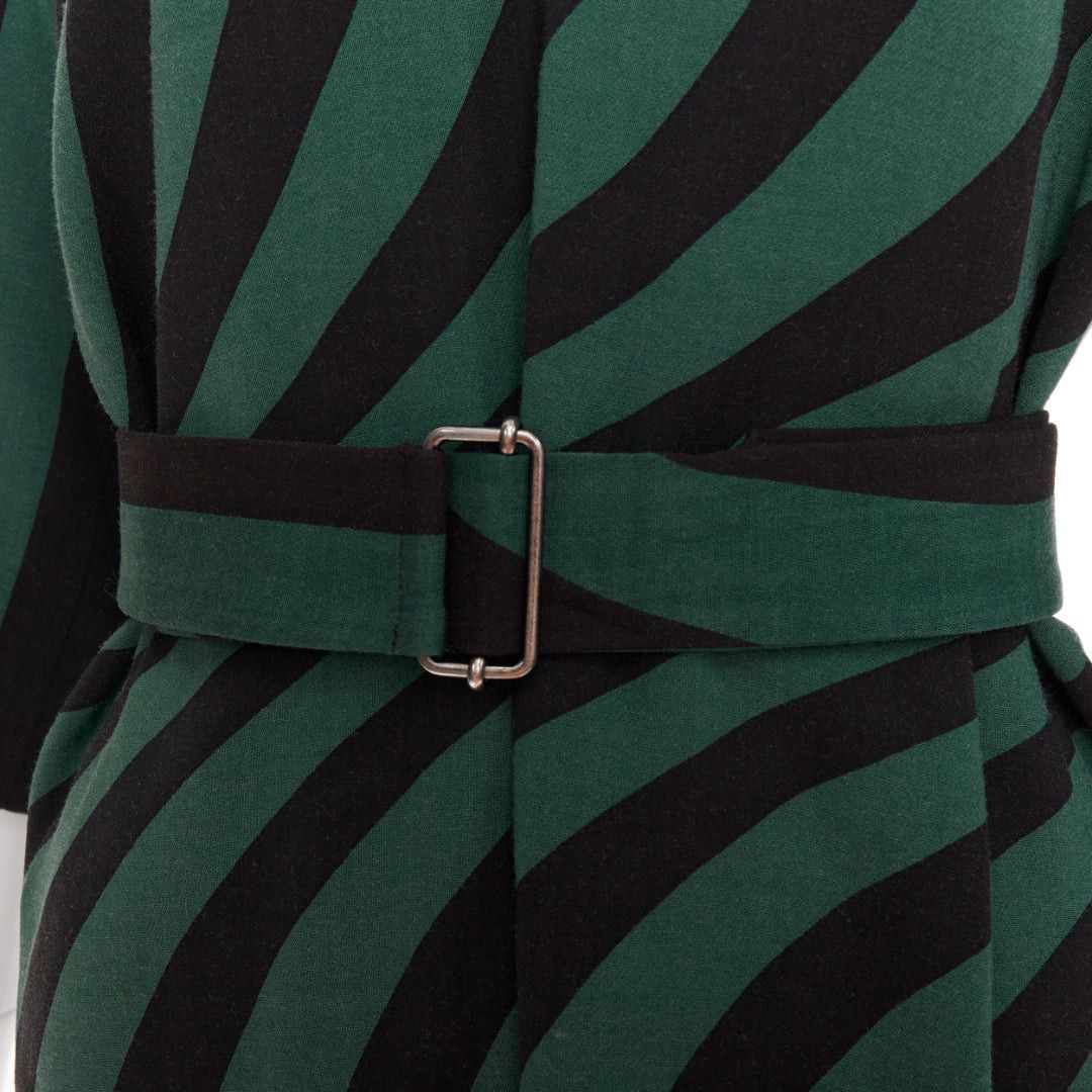 Dries Van Noten DRIES VAN NOTEN 2017 green black swirl stripes graphic belted dress FR42 XL Size L / US 10 / IT 46 - 2 Thumbnail