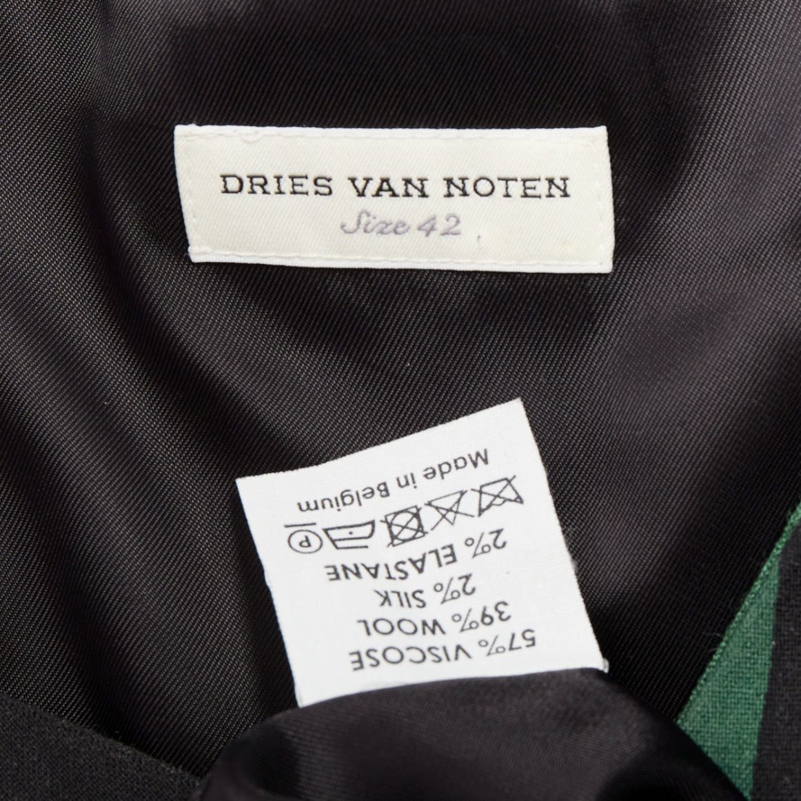 Dries Van Noten DRIES VAN NOTEN 2017 green black swirl stripes graphic belted dress FR42 XL Size L / US 10 / IT 46 - 8 Thumbnail