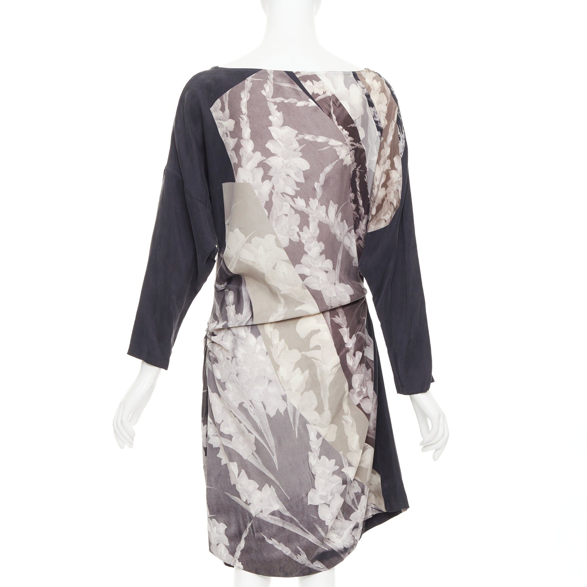 Dries Van Noten DRIES VAN NOTEN 2009 Vintage 100% silk floral print asymmetric drape dress FR38 M Size M / US 6-8 / IT 42-44 - 5 Thumbnail