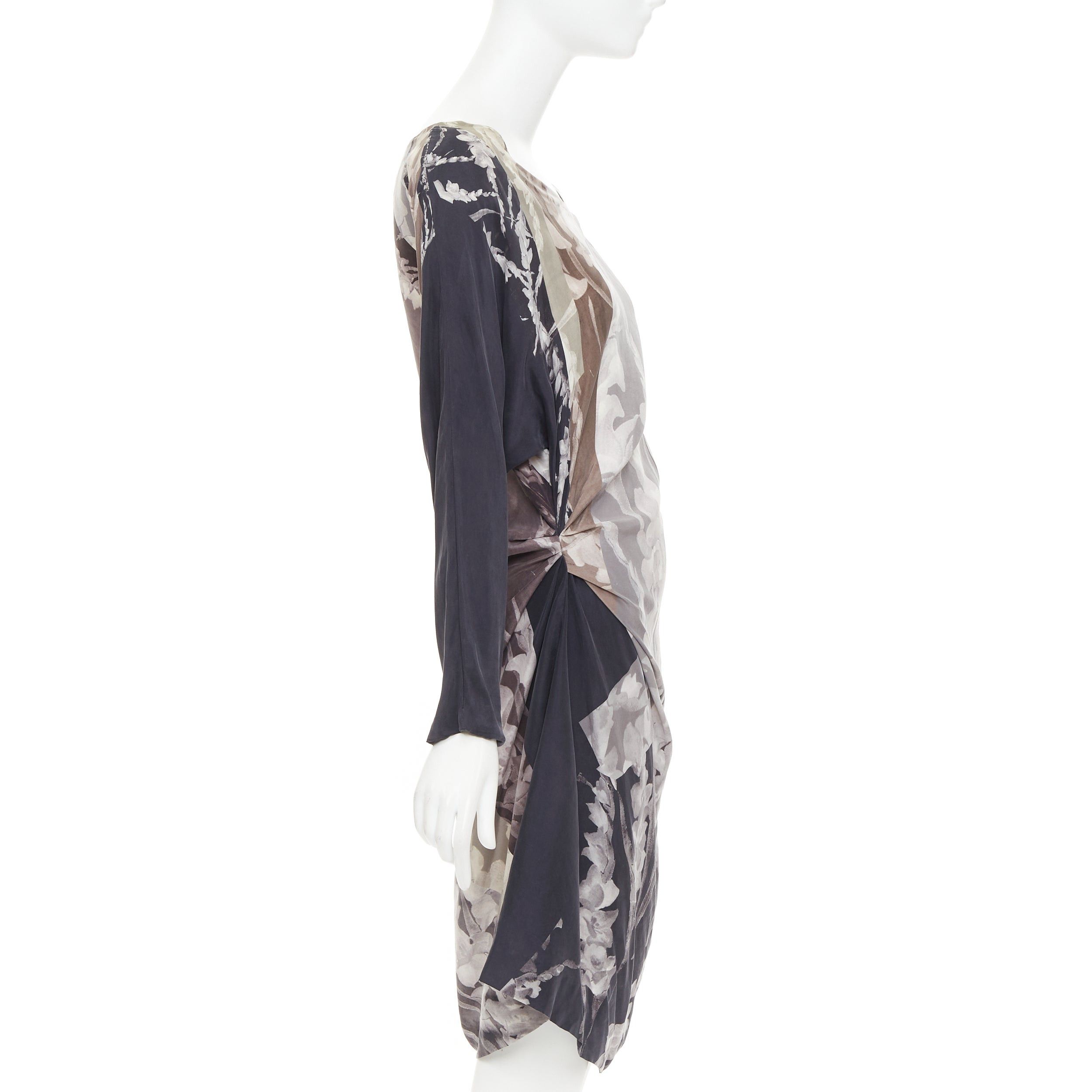 Dries Van Noten DRIES VAN NOTEN 2009 Vintage 100% silk floral print asymmetric drape dress FR38 M Size M / US 6-8 / IT 42-44 - 4 Thumbnail
