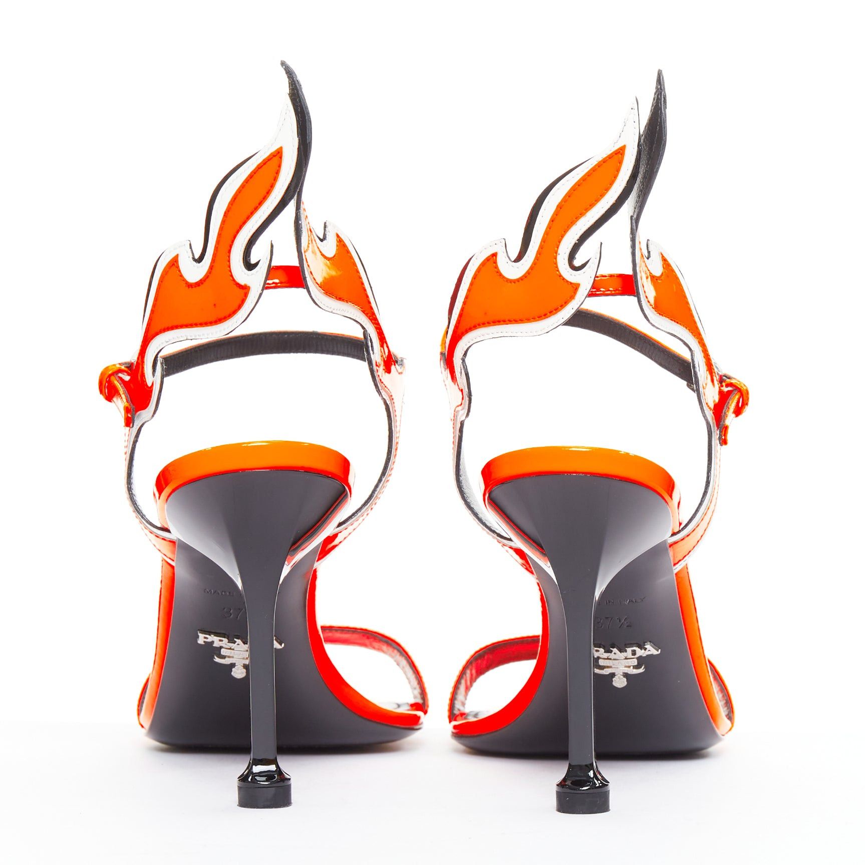 Prada PRADA 2018 Flame bright orange patent Fire mid heel sandal EU36.5 Size US 6.5 / IT 36.5 - 5 Thumbnail