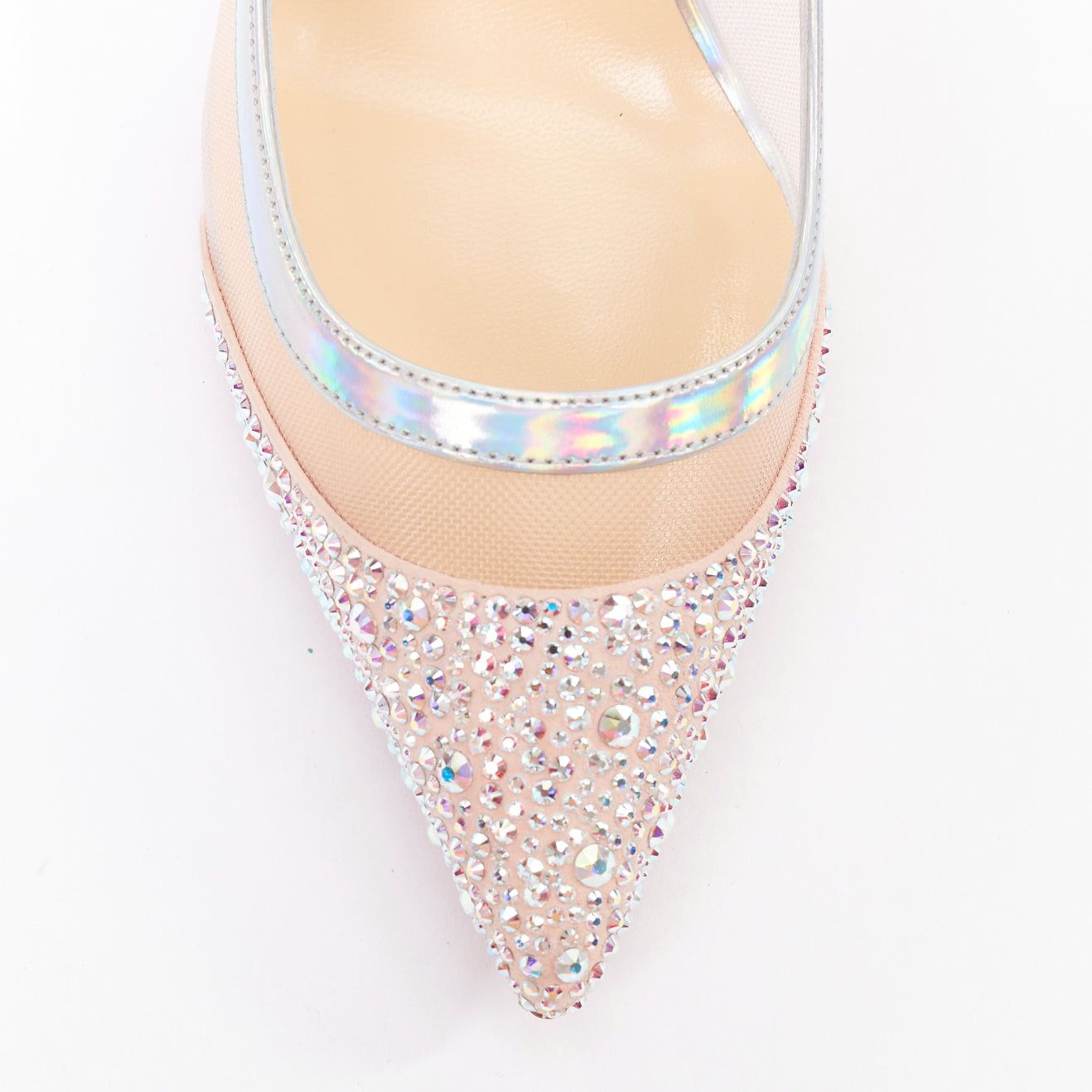 Christian Louboutin CHRISTIAN LOUBOUTIN Galavati Strass 85 silver iridescent mesh crystal heels EU36.5 Size US 6.5 / IT 36.5 - 6 Thumbnail