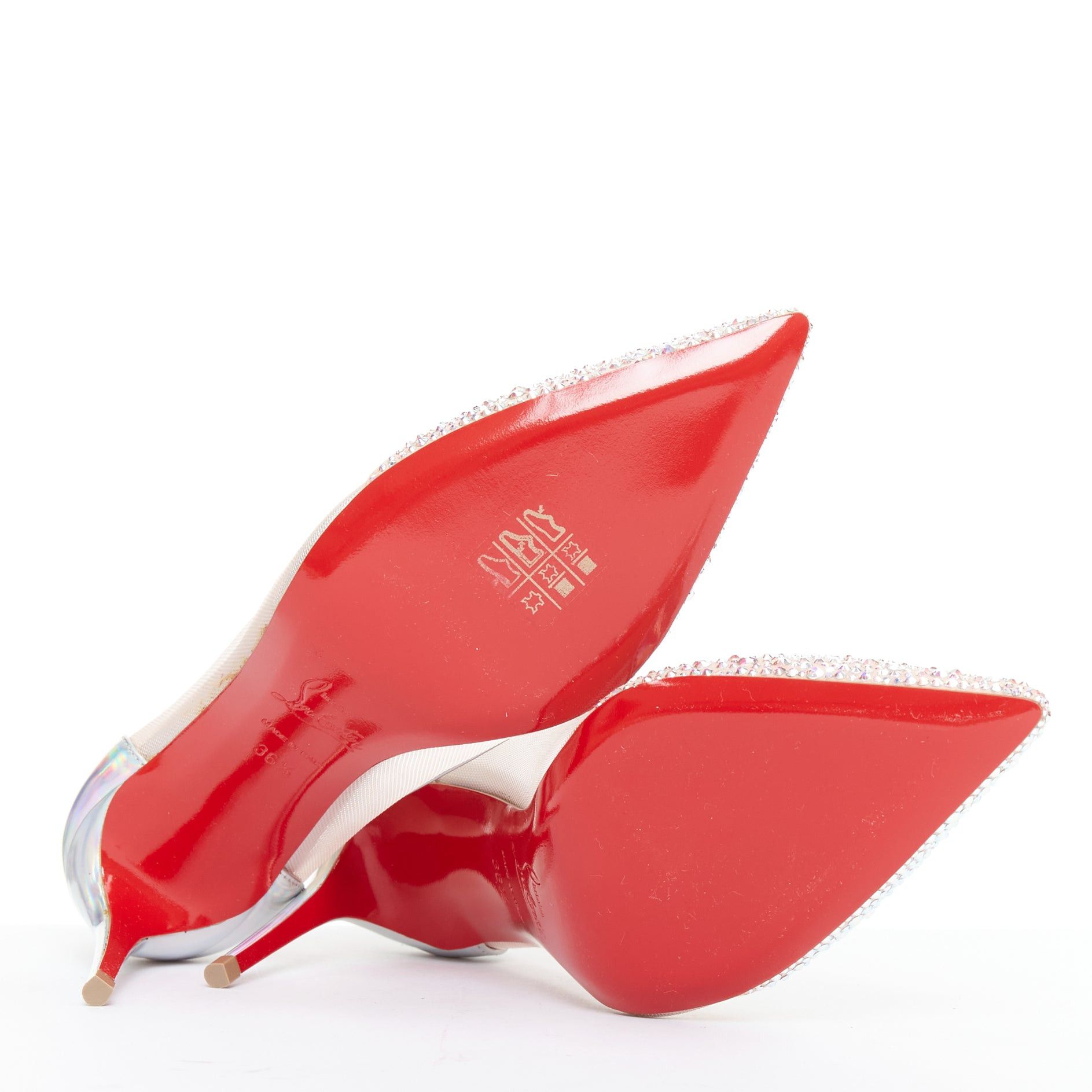Christian Louboutin CHRISTIAN LOUBOUTIN Galavati Strass 85 silver iridescent mesh crystal heels EU36.5 Size US 6.5 / IT 36.5 - 11 Thumbnail