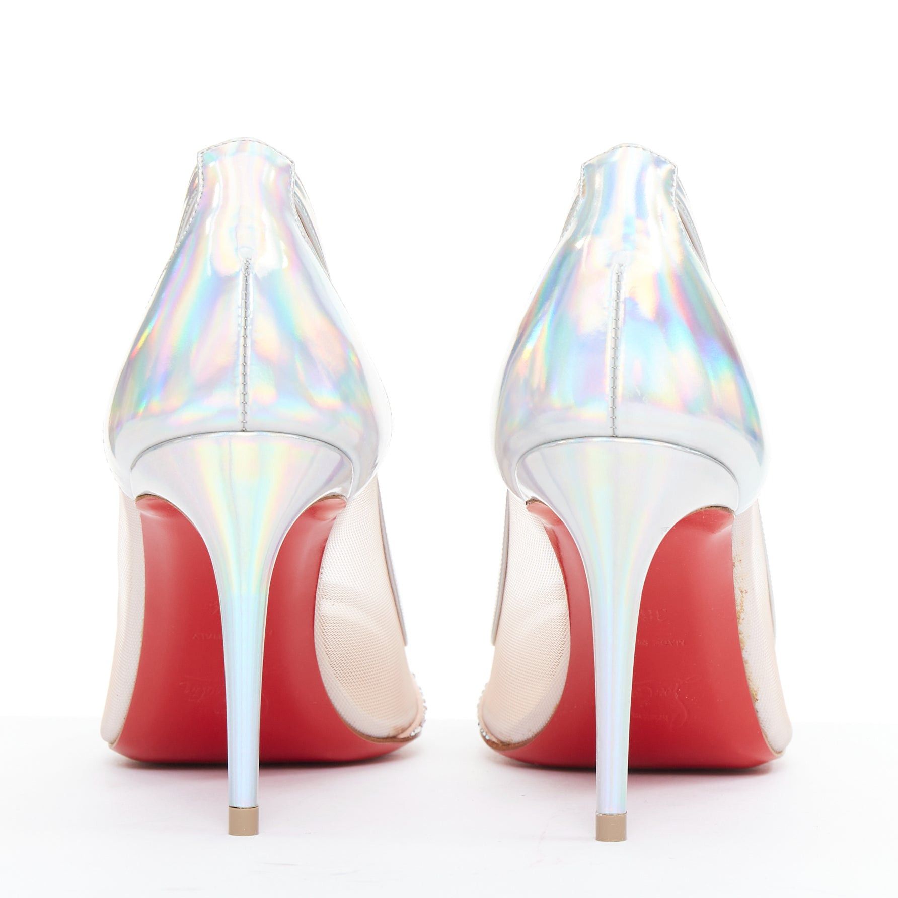 Christian Louboutin CHRISTIAN LOUBOUTIN Galavati Strass 85 silver iridescent mesh crystal heels EU36.5 Size US 6.5 / IT 36.5 - 5 Thumbnail