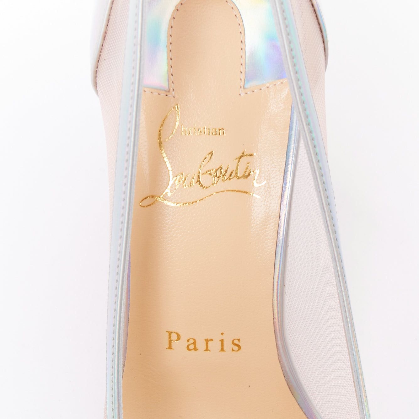 Christian Louboutin CHRISTIAN LOUBOUTIN Galavati Strass 85 silver iridescent mesh crystal heels EU36.5 Size US 6.5 / IT 36.5 - 9 Thumbnail