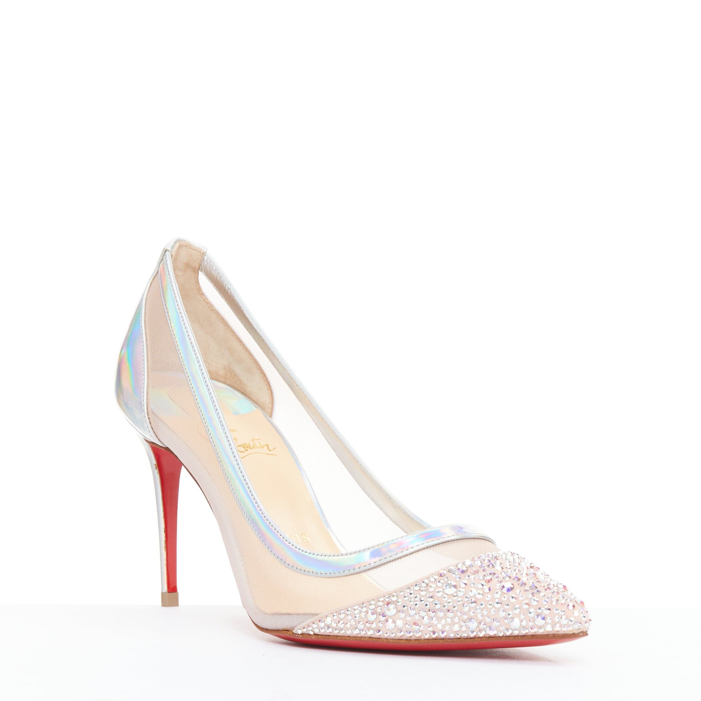 Christian Louboutin CHRISTIAN LOUBOUTIN Galavati Strass 85 silver iridescent mesh crystal heels EU36.5 Size US 6.5 / IT 36.5 - 2 Thumbnail