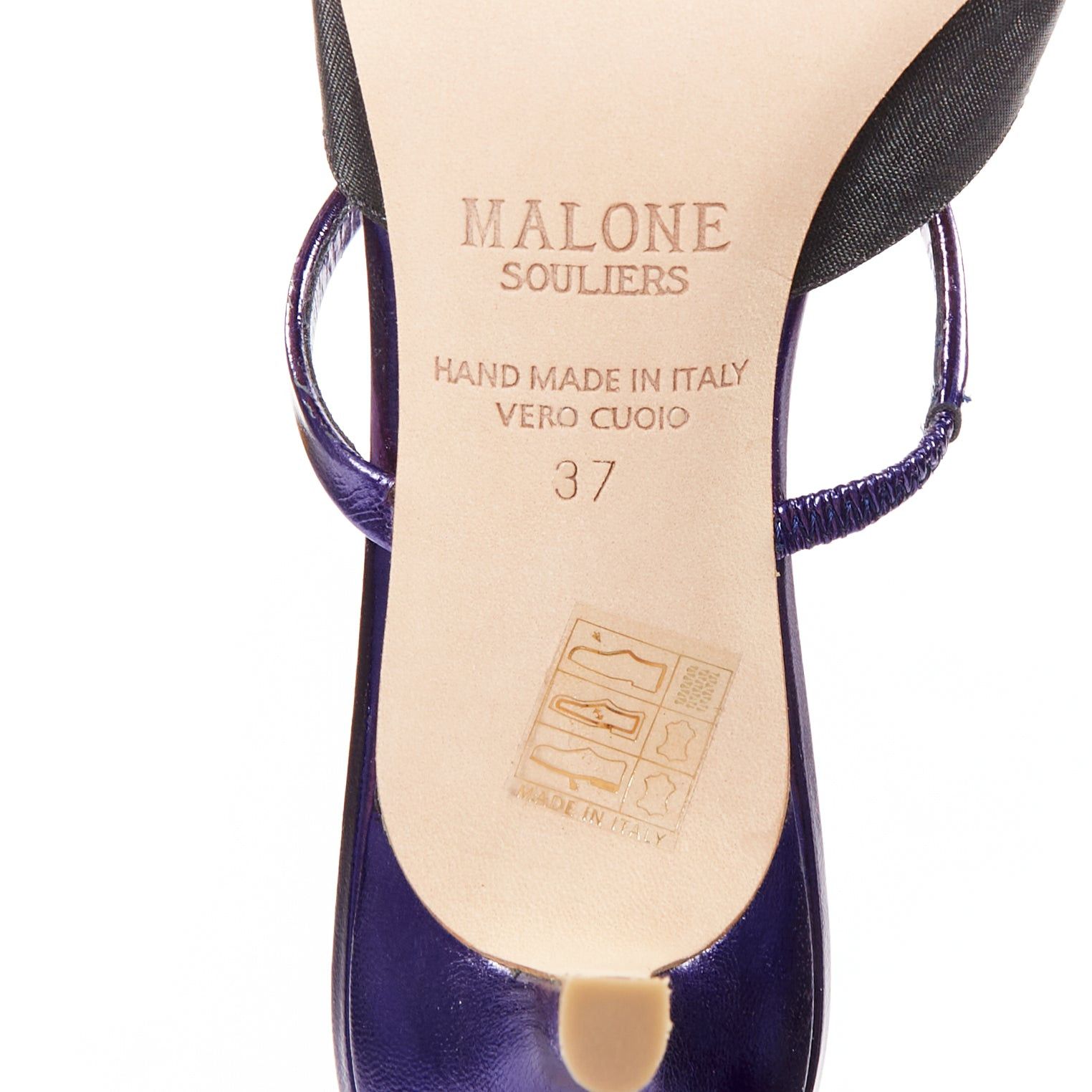Malone Souliers MALONE SOULIERS Marla Hey Lover blue black brocade satin strapped mules EU37 Size US 7 / IT 37 - 10 Thumbnail