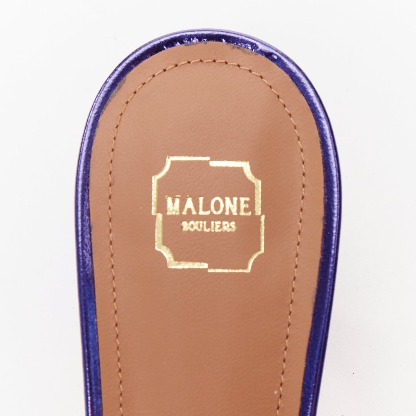 Malone Souliers MALONE SOULIERS Marla Hey Lover blue black brocade satin strapped mules EU37 Size US 7 / IT 37 - 9 Thumbnail