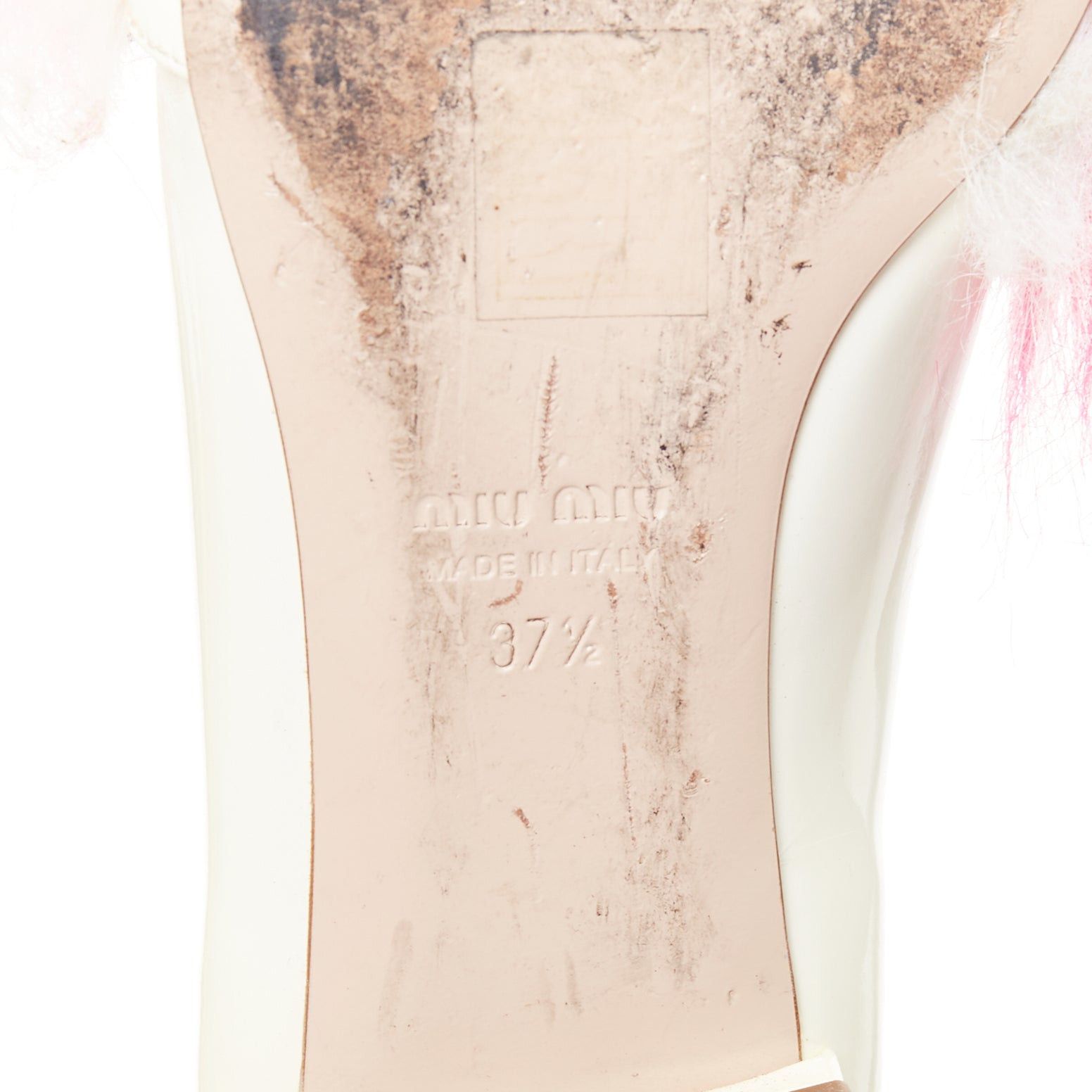 Miu Miu MIU MIU 2017 cream patent white pink faux fur buckle flats EU37.5 Size US 7.5 / IT 37.5 - 10 Thumbnail