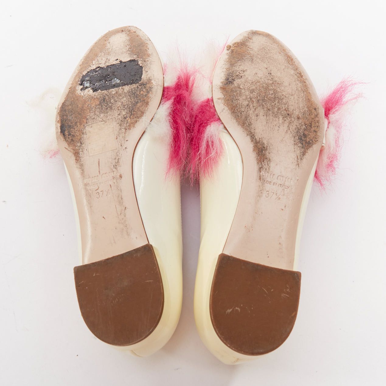 Miu Miu MIU MIU 2017 cream patent white pink faux fur buckle flats EU37.5 Size US 7.5 / IT 37.5 - 11 Thumbnail