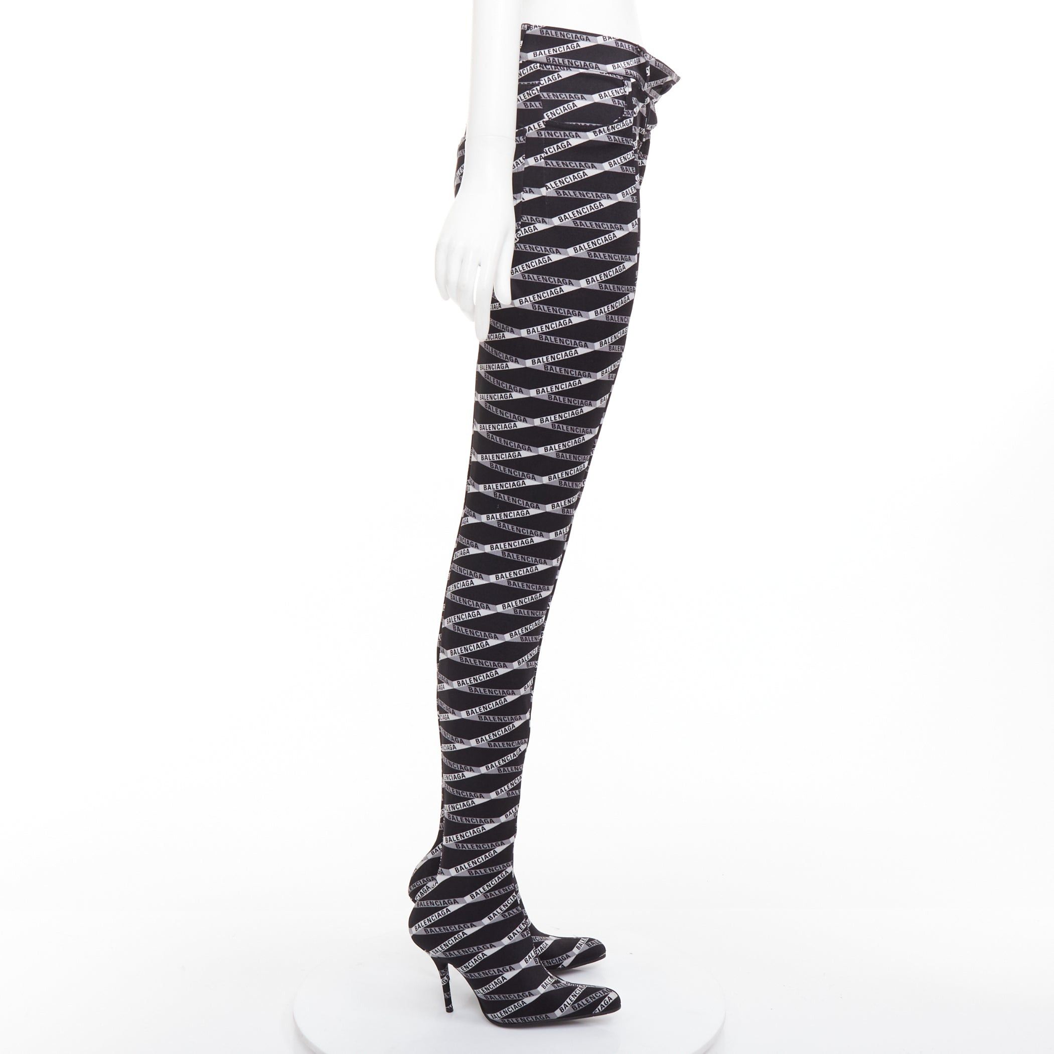 Balenciaga rare BALENCIAGA Runway Demna Pantashoe black logo high heel boots pants IT38 EU37 Size US 7 / IT 37 - 3 Thumbnail