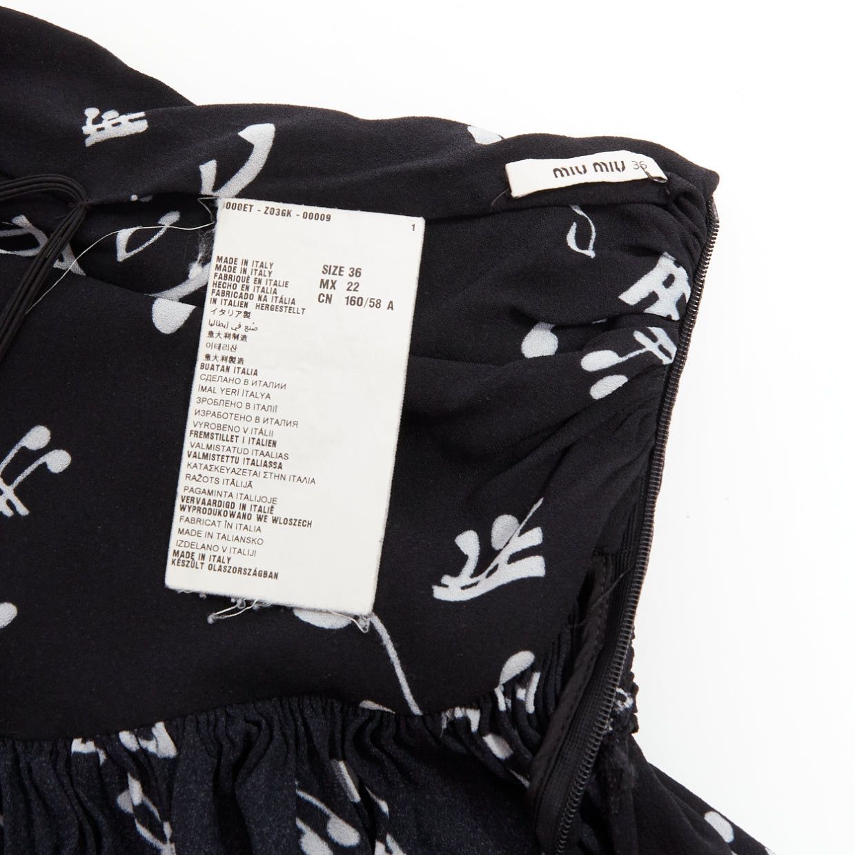 Miu Miu MIU MIU 2013 black white viscose blend musical notes ruched mini skirt IT36 XXS Size 25" / US 0 / IT 36 - 8 Thumbnail