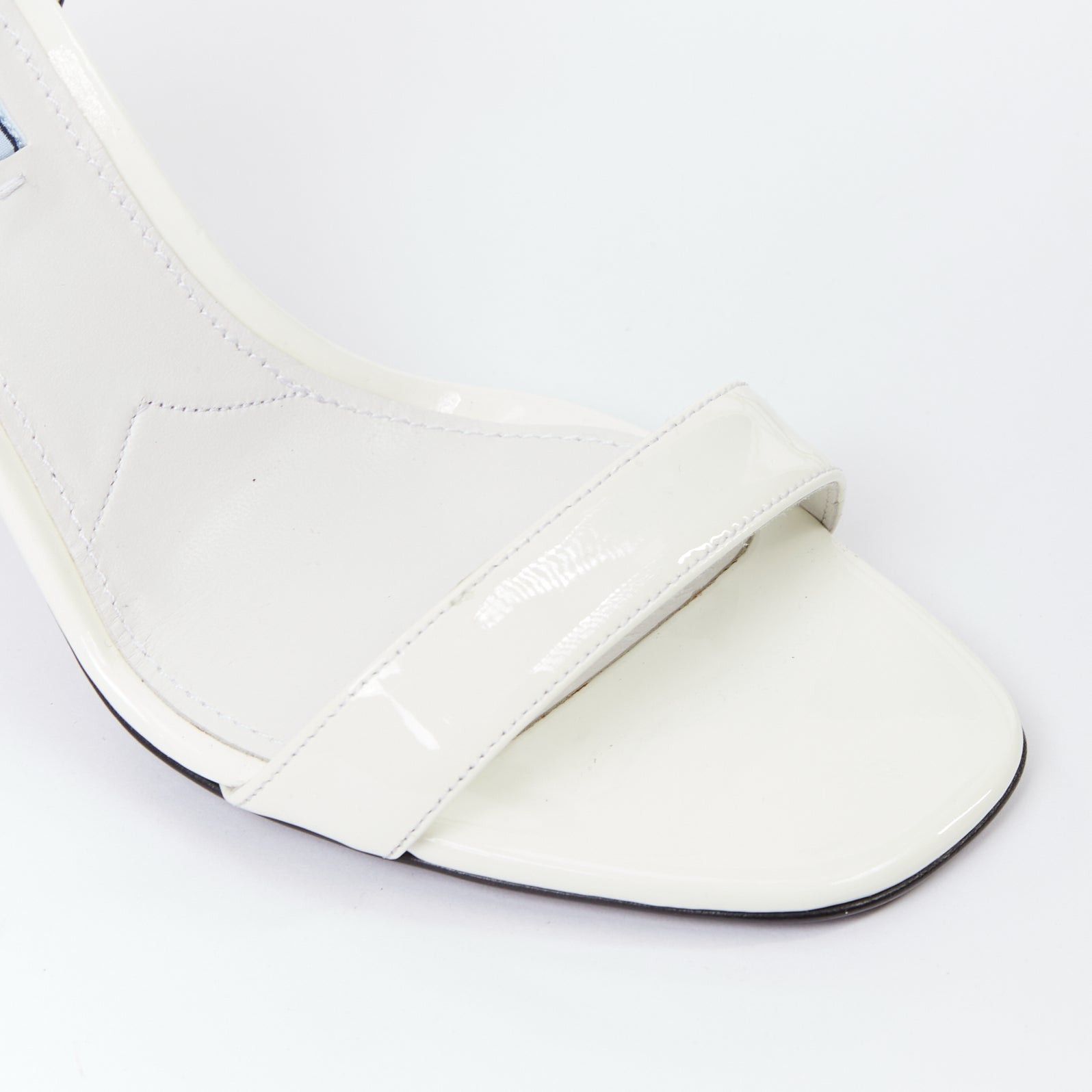 Prada PRADA 2018 Hot Flame Acid Fire white green patent leather mid heel sandal EU36 Size US 6 / IT 36 - 7 Thumbnail