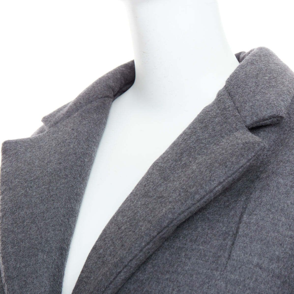 Prada PRADA 2022 grey cashmere wool leather logo belt padded coat IT36 XS Size XS / US 0-2 / IT 36-38 - 8 Thumbnail