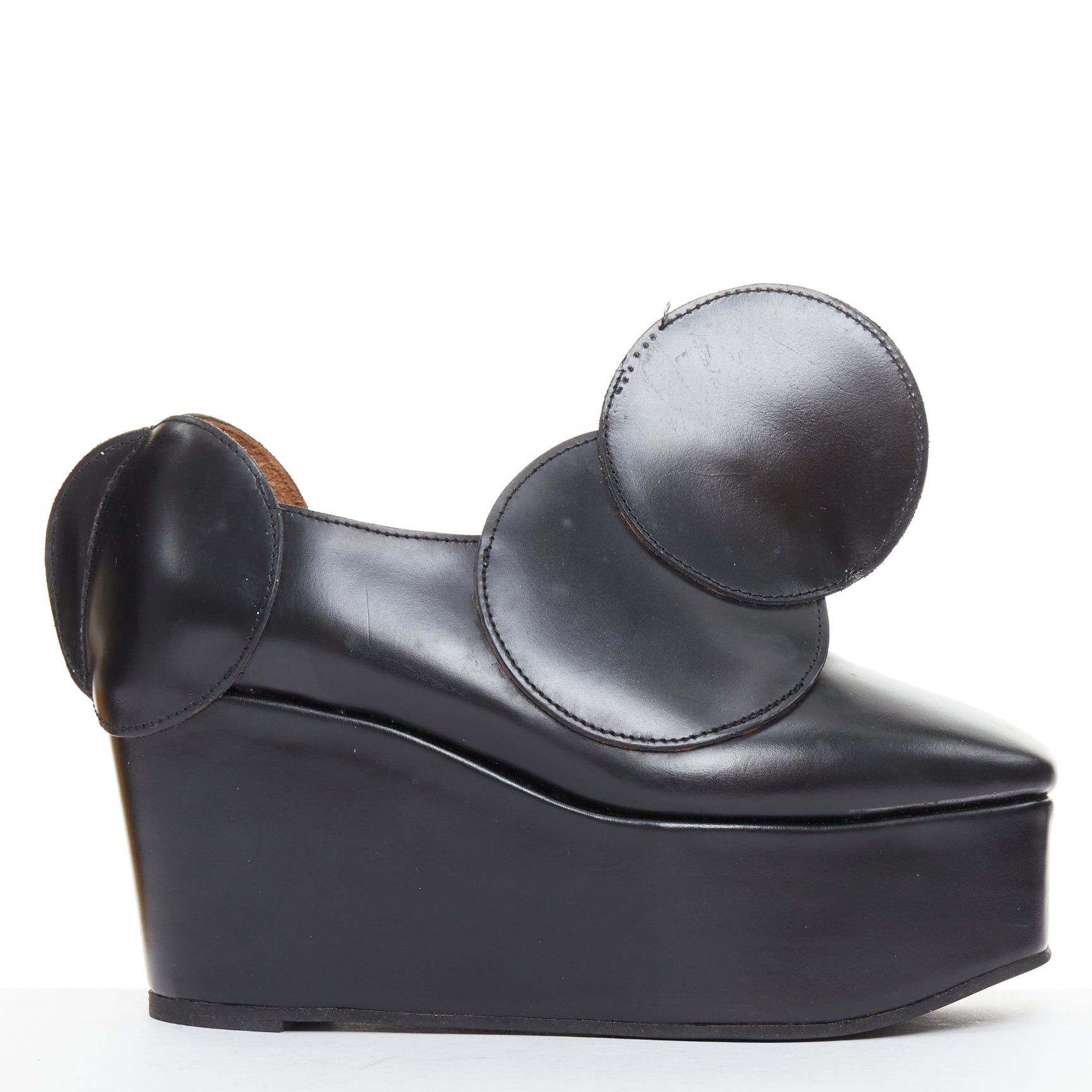 Junya Watanabe JUNYA WATANABE black leather circle embellished platorm brogue shoes XS Size US 7 / IT 37 - 2 Thumbnail