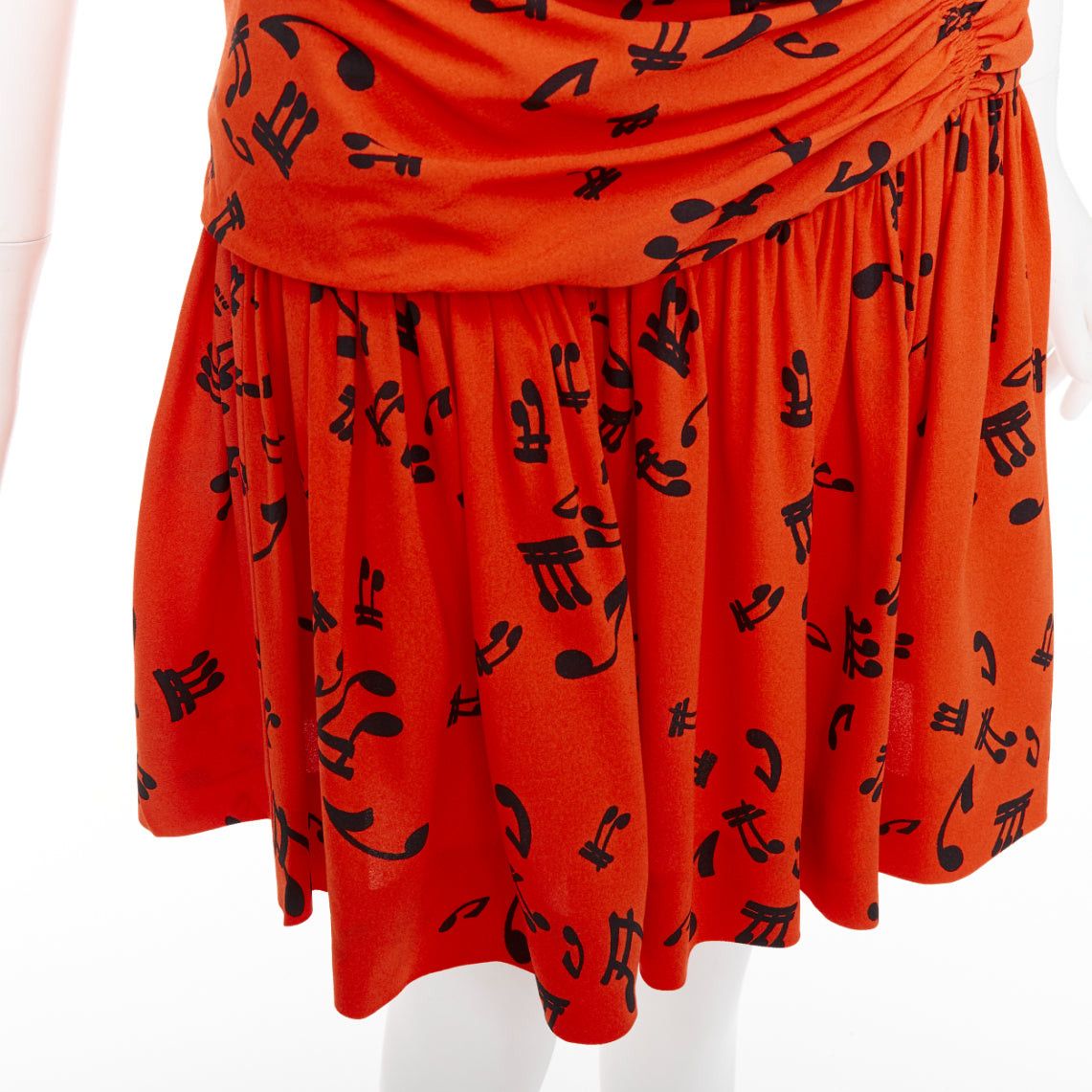 Miu Miu MIU MIU 2014 orange black viscose musical notes melody gathered skirt IT40 M Size 27" / US 4 / IT 40 - 7 Thumbnail