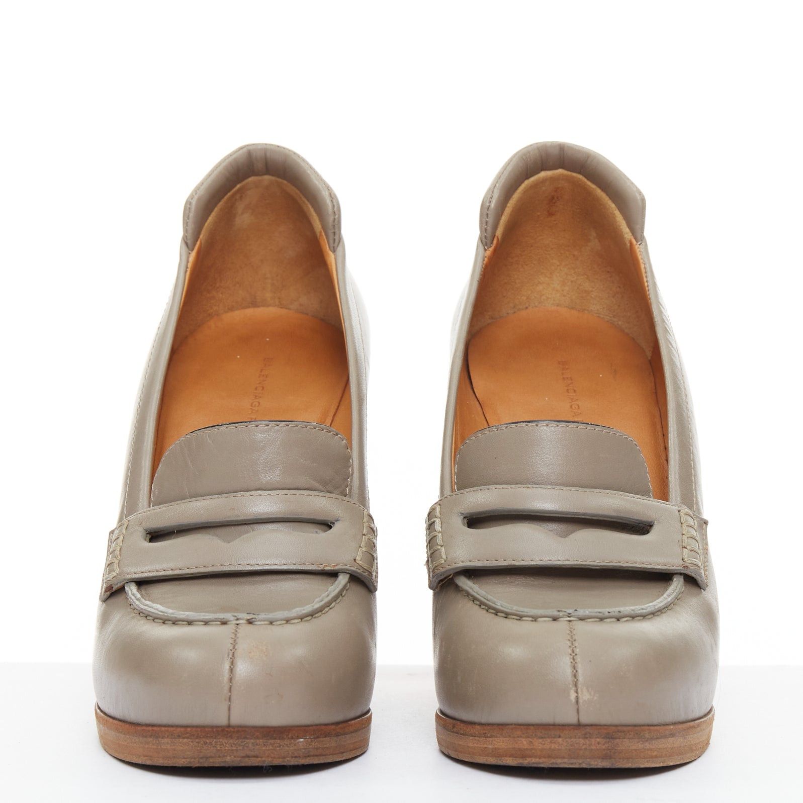 Balenciaga rare BALENCIAGA Vintage grey leather colourful wooden block heel loafer EU37 Size US 7 / IT 37 - 3 Thumbnail