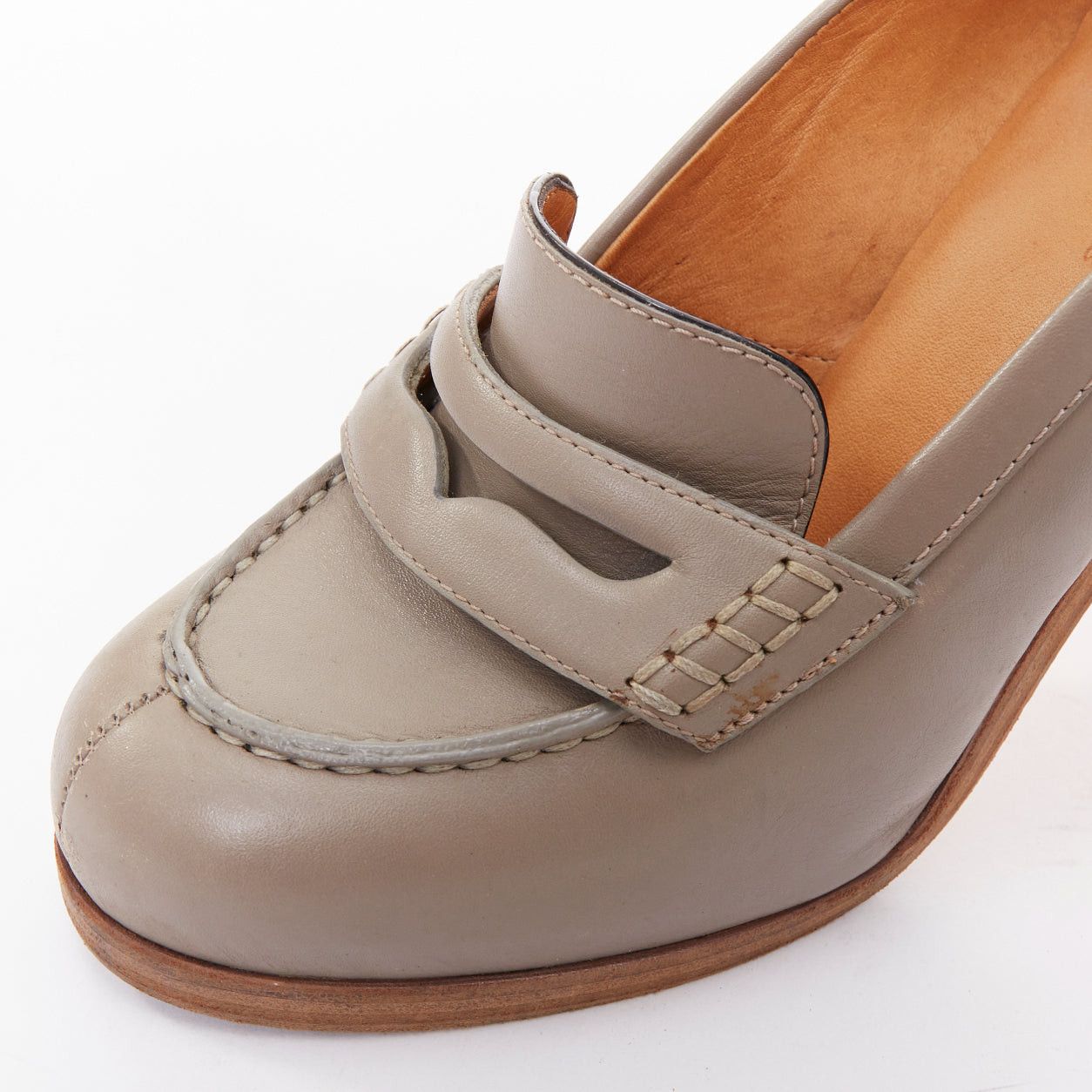 Balenciaga rare BALENCIAGA Vintage grey leather colourful wooden block heel loafer EU37 Size US 7 / IT 37 - 7 Thumbnail