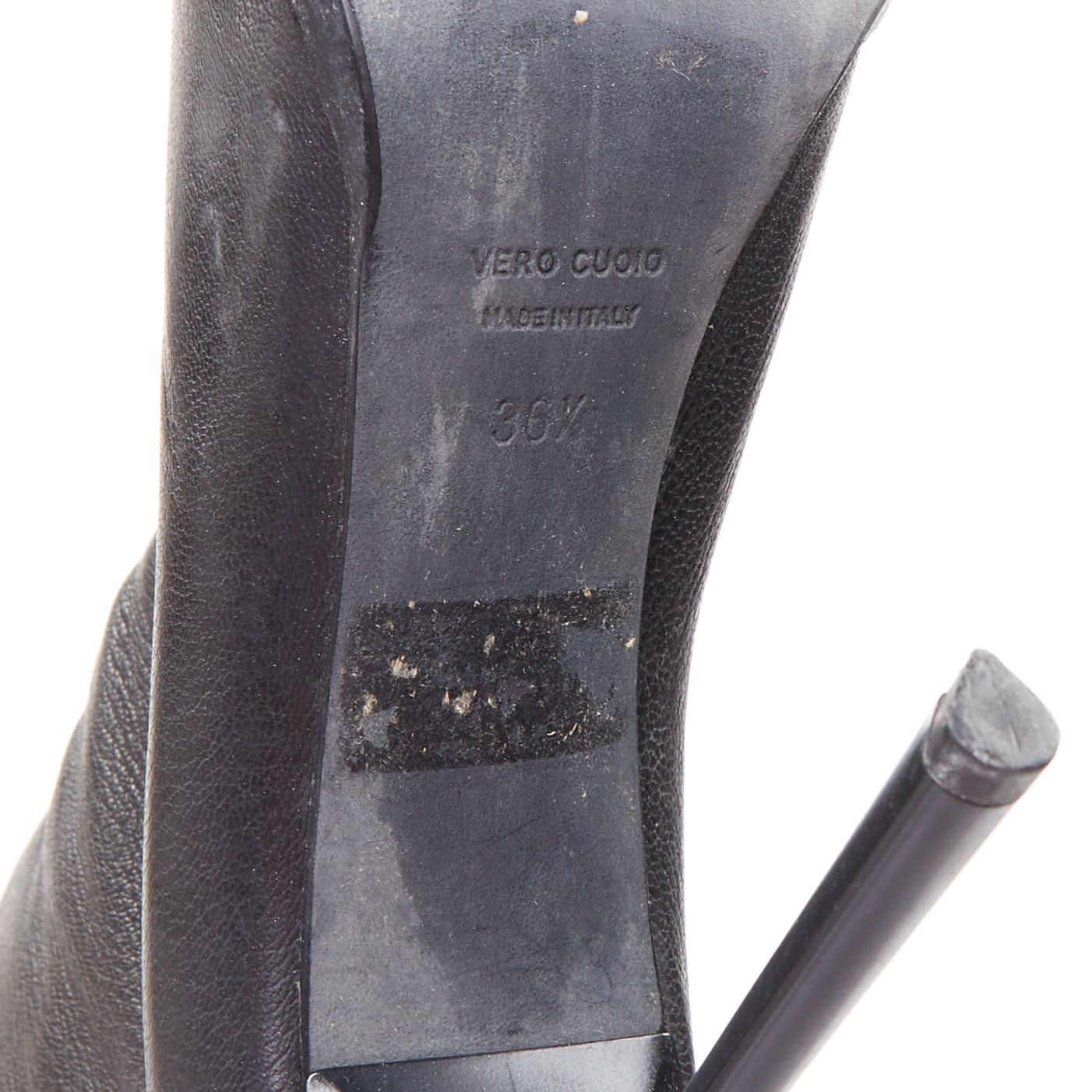 Lanvin LANVIN AW11 Runway black grained leather sculpted point toe stiletto ankle boots EU36.5 Size US 6.5 / IT 36.5 - 10 Thumbnail