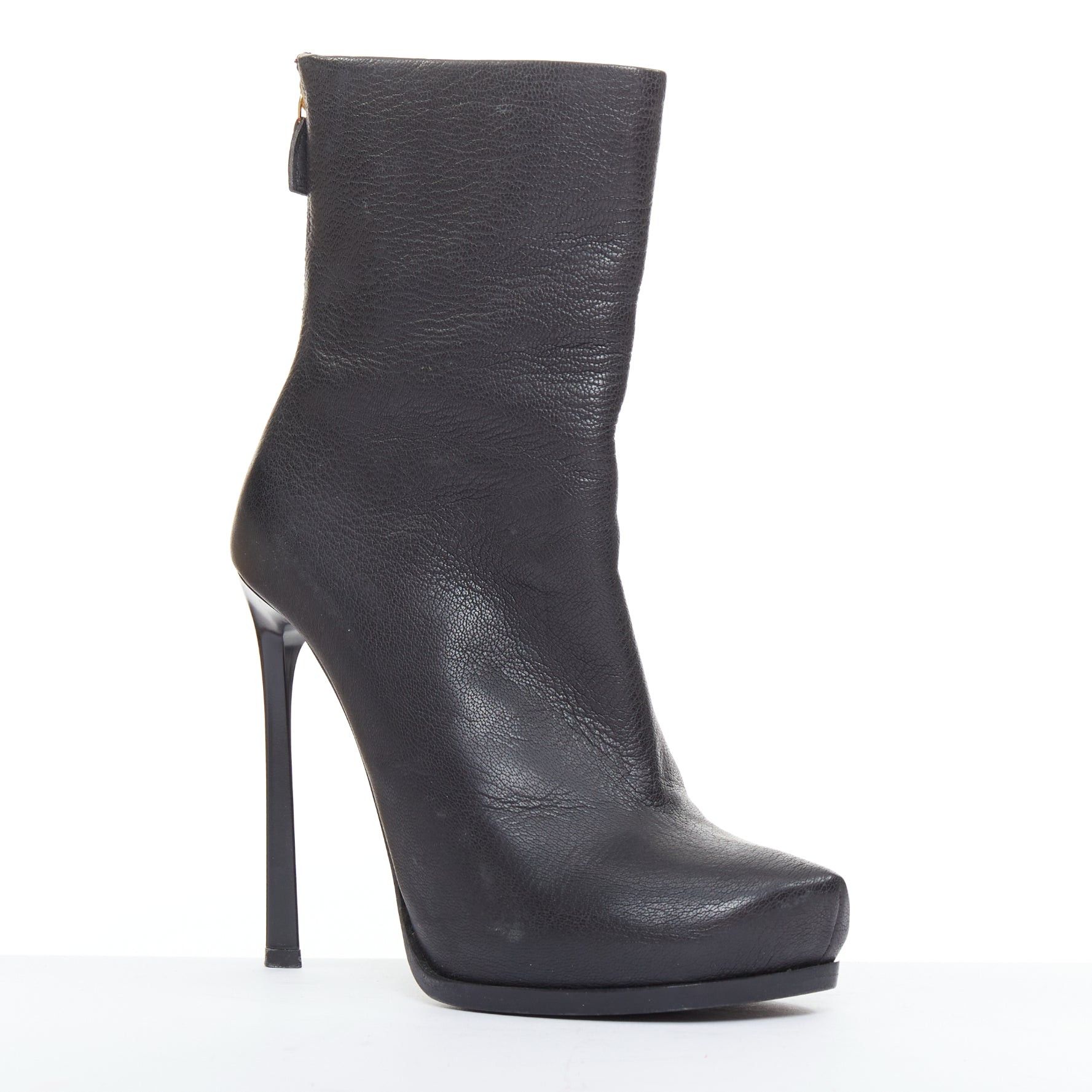 Lanvin LANVIN AW11 Runway black grained leather sculpted point toe stiletto ankle boots EU36.5 Size US 6.5 / IT 36.5 - 2 Thumbnail