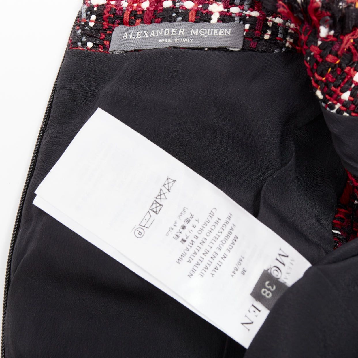 Alexander McQueen ALEXANDER MCQUEEN 2018 red black tartan tweed front slit shift dress IT38 XS Size XS / US 0-2 / IT 36-38 - 8 Thumbnail
