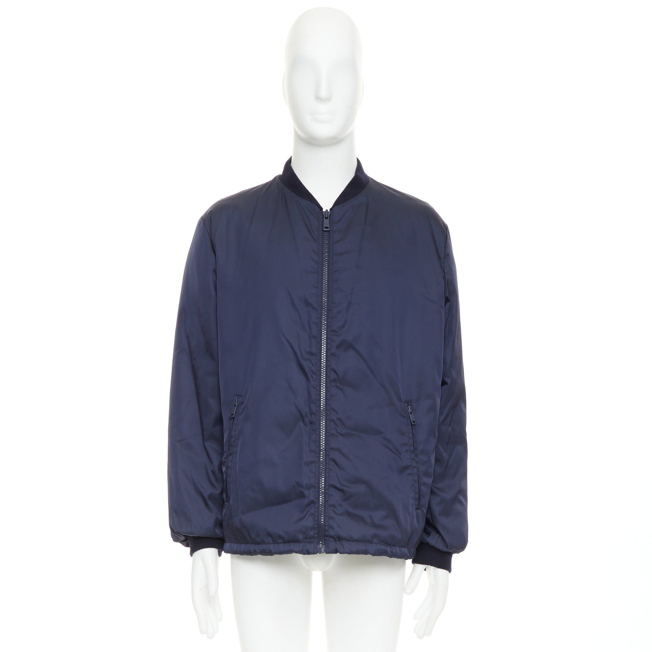 Prada PRADA 2016 navy nylon zip pockets padded down oversized bomber jacket IT52 XL Size US XL / EU 56 / 4 - 10 Thumbnail