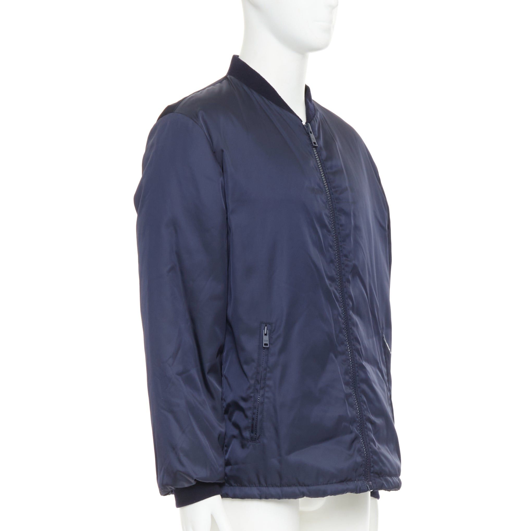 Prada PRADA 2016 navy nylon zip pockets padded down oversized bomber jacket IT52 XL Size US XL / EU 56 / 4 - 4 Thumbnail