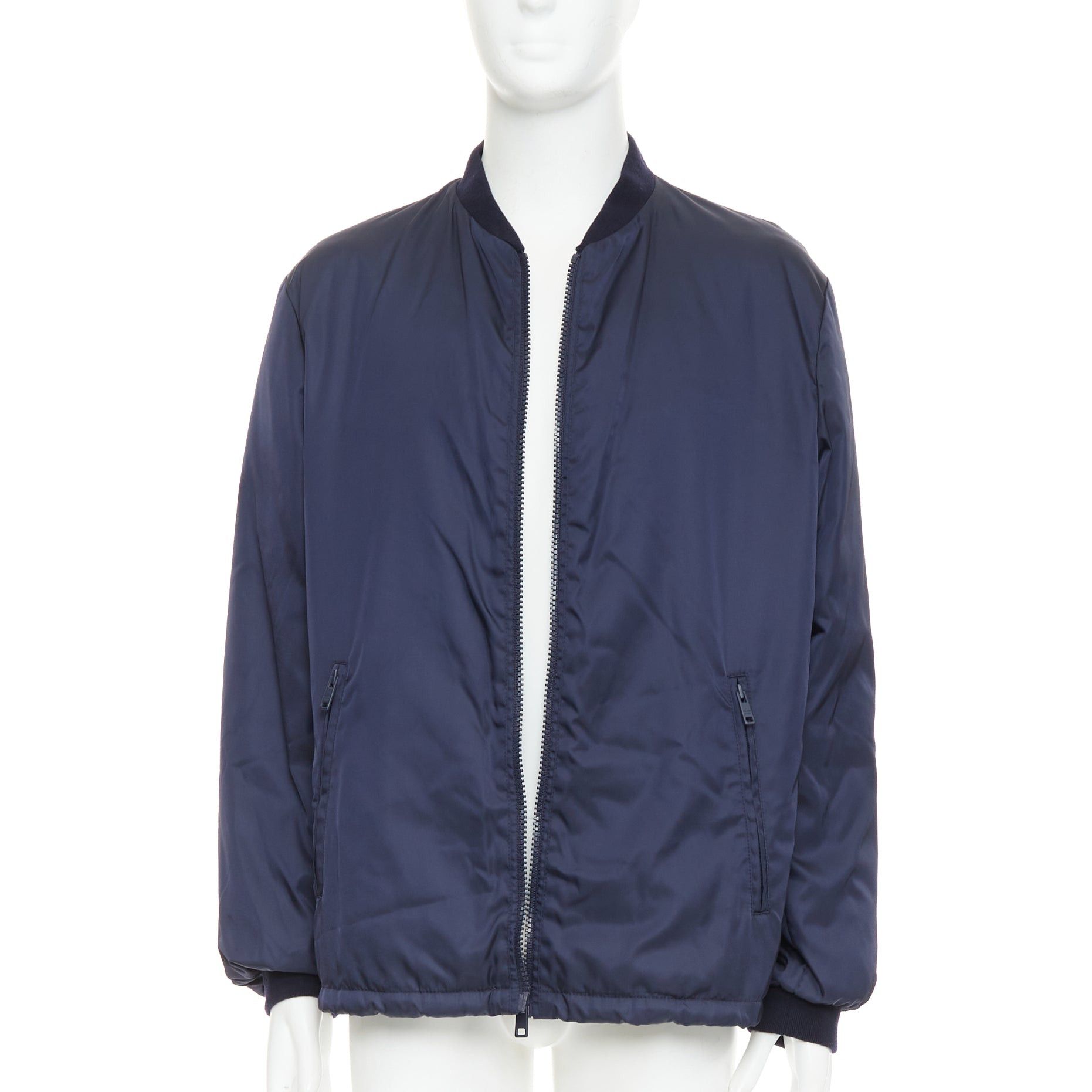 Prada PRADA 2016 navy nylon zip pockets padded down oversized bomber jacket IT52 XL Size US XL / EU 56 / 4 - 3 Thumbnail