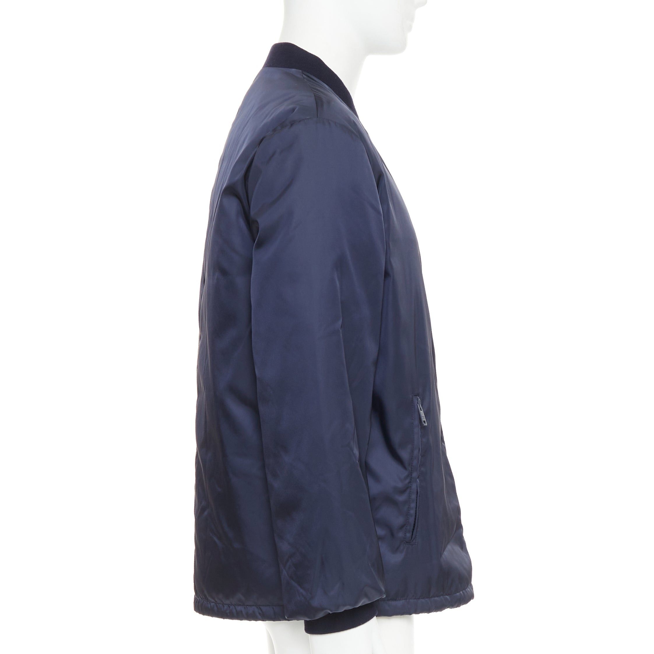 Prada PRADA 2016 navy nylon zip pockets padded down oversized bomber jacket IT52 XL Size US XL / EU 56 / 4 - 5 Thumbnail