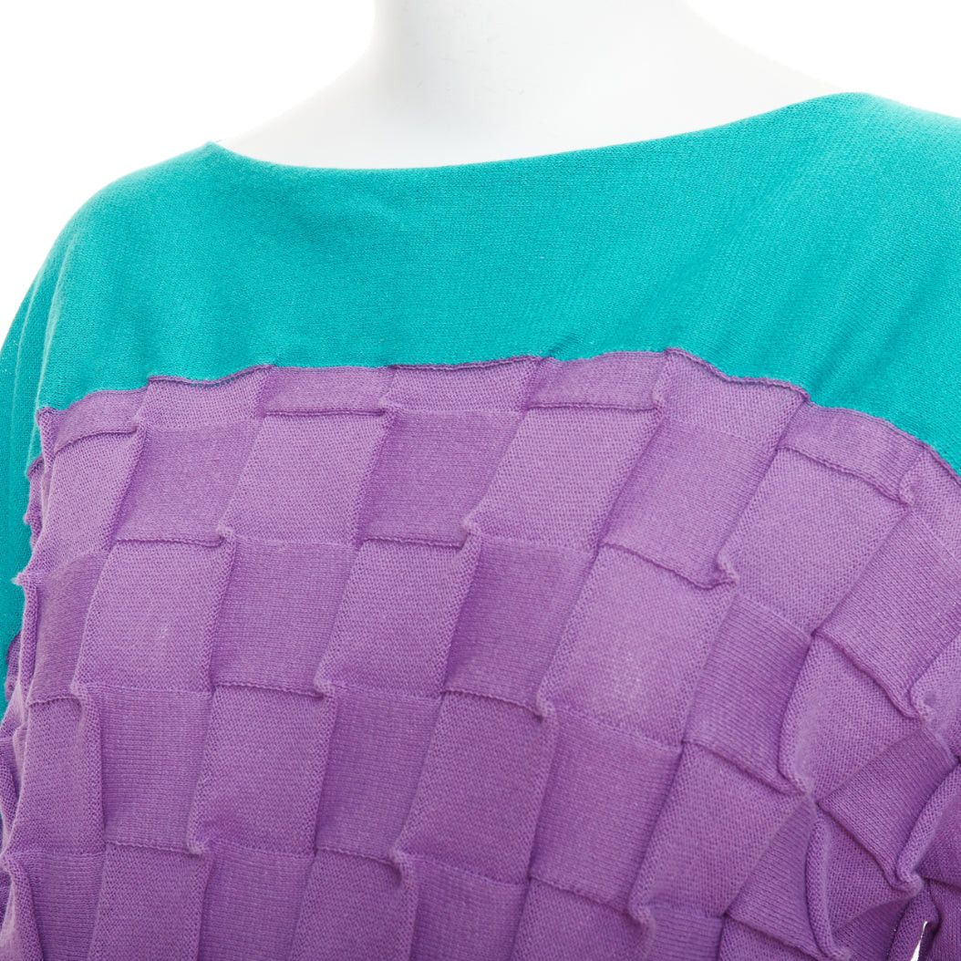 Issey Miyake ISSEY MIYAKE purple green cotton bateau weave pleated sweater JP2 M Size M / US 6-8 / IT 42-44 - 7 Thumbnail