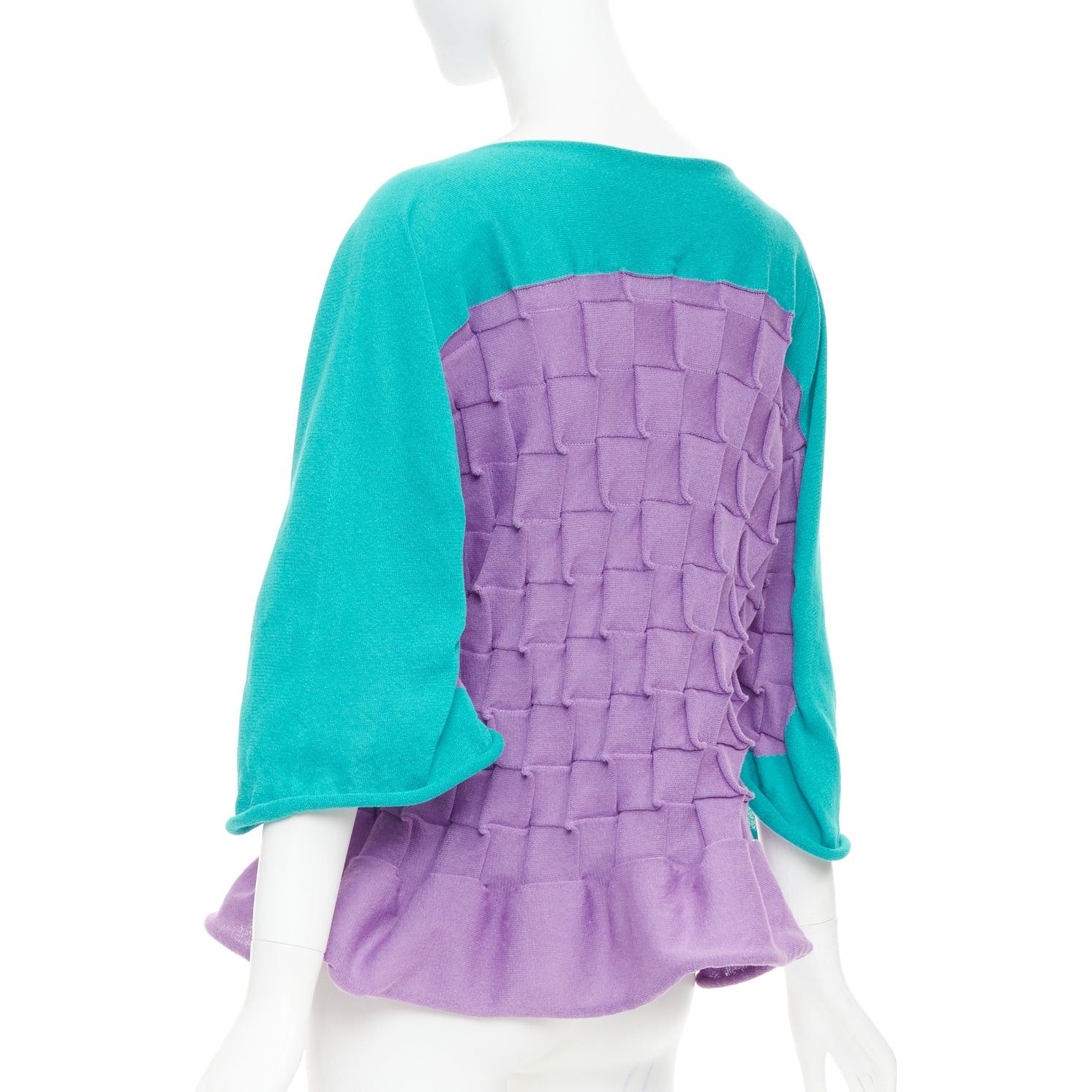 Issey Miyake ISSEY MIYAKE purple green cotton bateau weave pleated sweater JP2 M Size M / US 6-8 / IT 42-44 - 6 Thumbnail