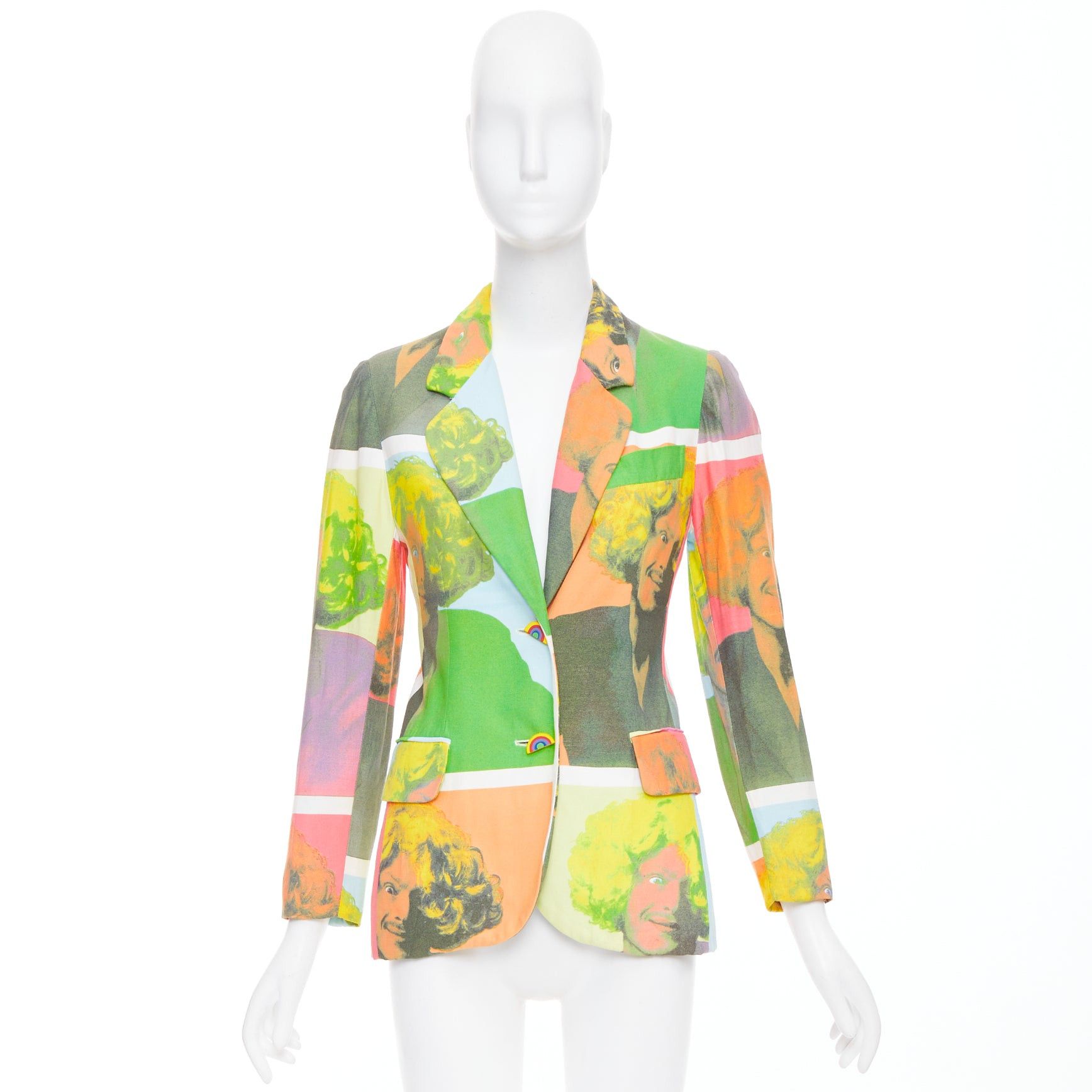 Moschino rare MOSCHINO 1994 Runway Pop Art Self Portrait rainbow button blazer IT38 XS Size XS / US 0-2 / IT 36-38 - 10 Thumbnail
