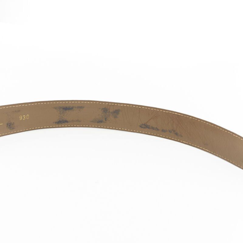 Oscar De La Renta OSCAR DE LA RENTA brown stamped mock croc gold logo buckle belt 32"-36" Size ONE SIZE - 5 Thumbnail