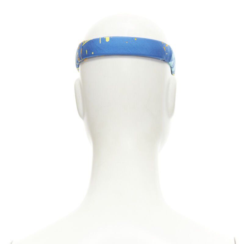 Hermes rare HERMES Bandeau Femme Mistinguette 100% silk blue yellow adjustable headband Size ONE SIZE - 4 Thumbnail